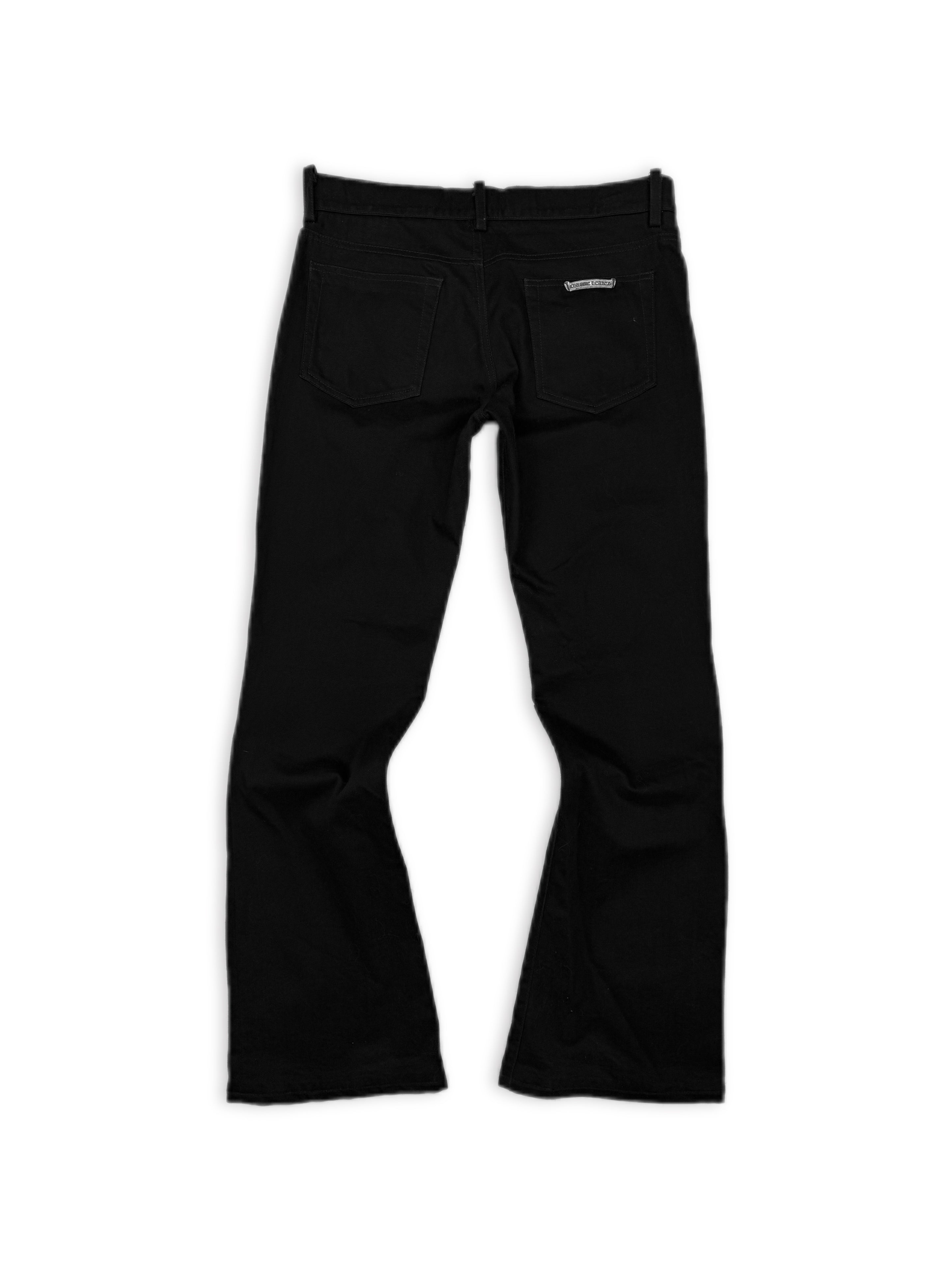 Chrome Hearts Flared Black Dagger Zip Fleur Knee Jeans