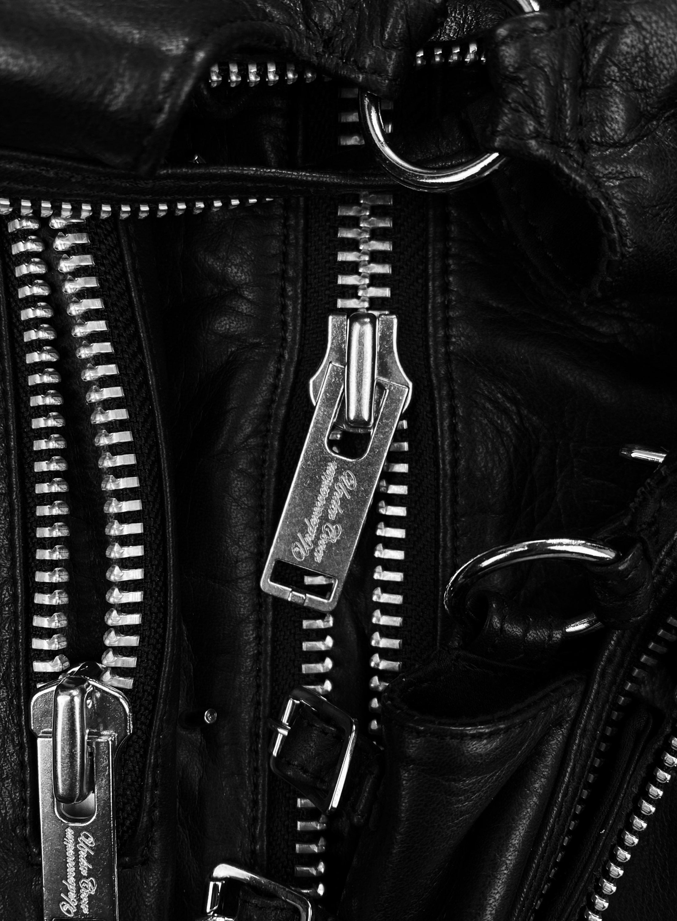AW02 Undercover Witches Cell Division Leather Cut Out Biker Jacket