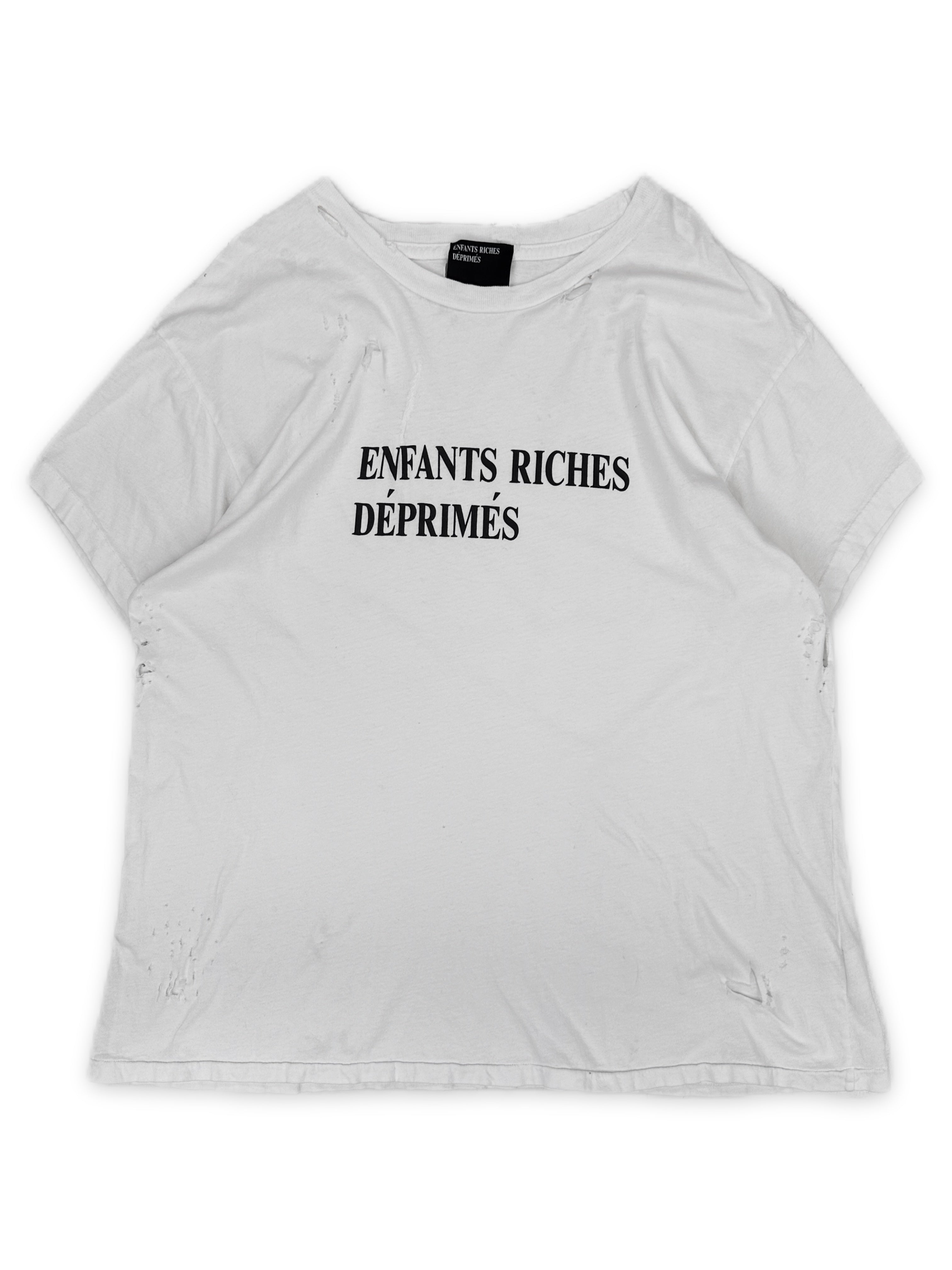 Enfants Riches Deprimes White Distressed Logo T-Shirt