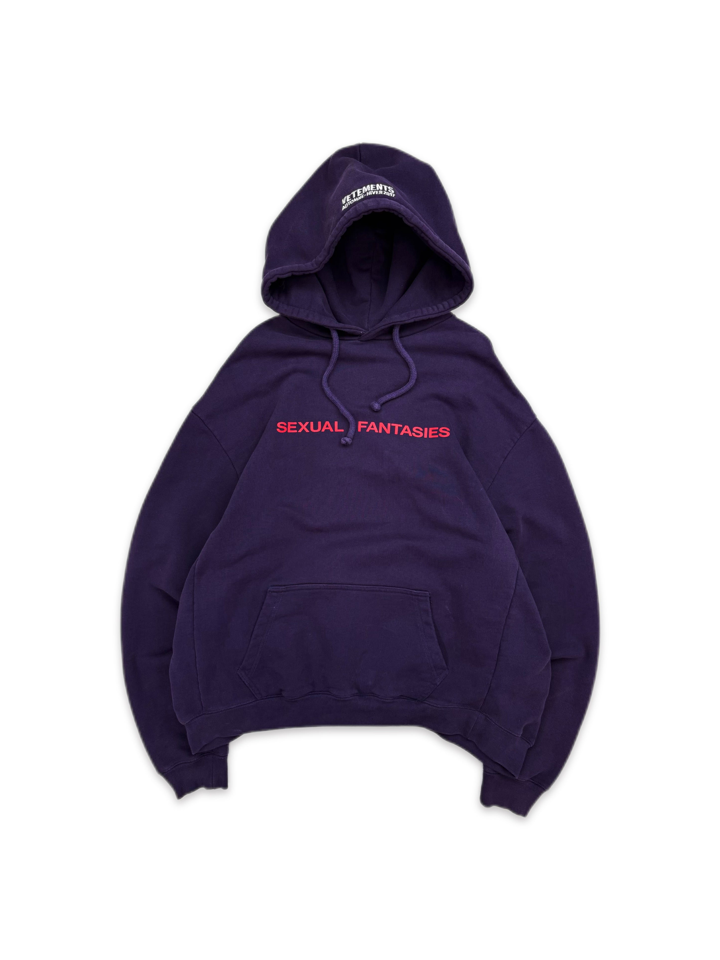 AW16 Vetements Homme ‘Sexual Fantasies’ Purple Slogan Hoodie