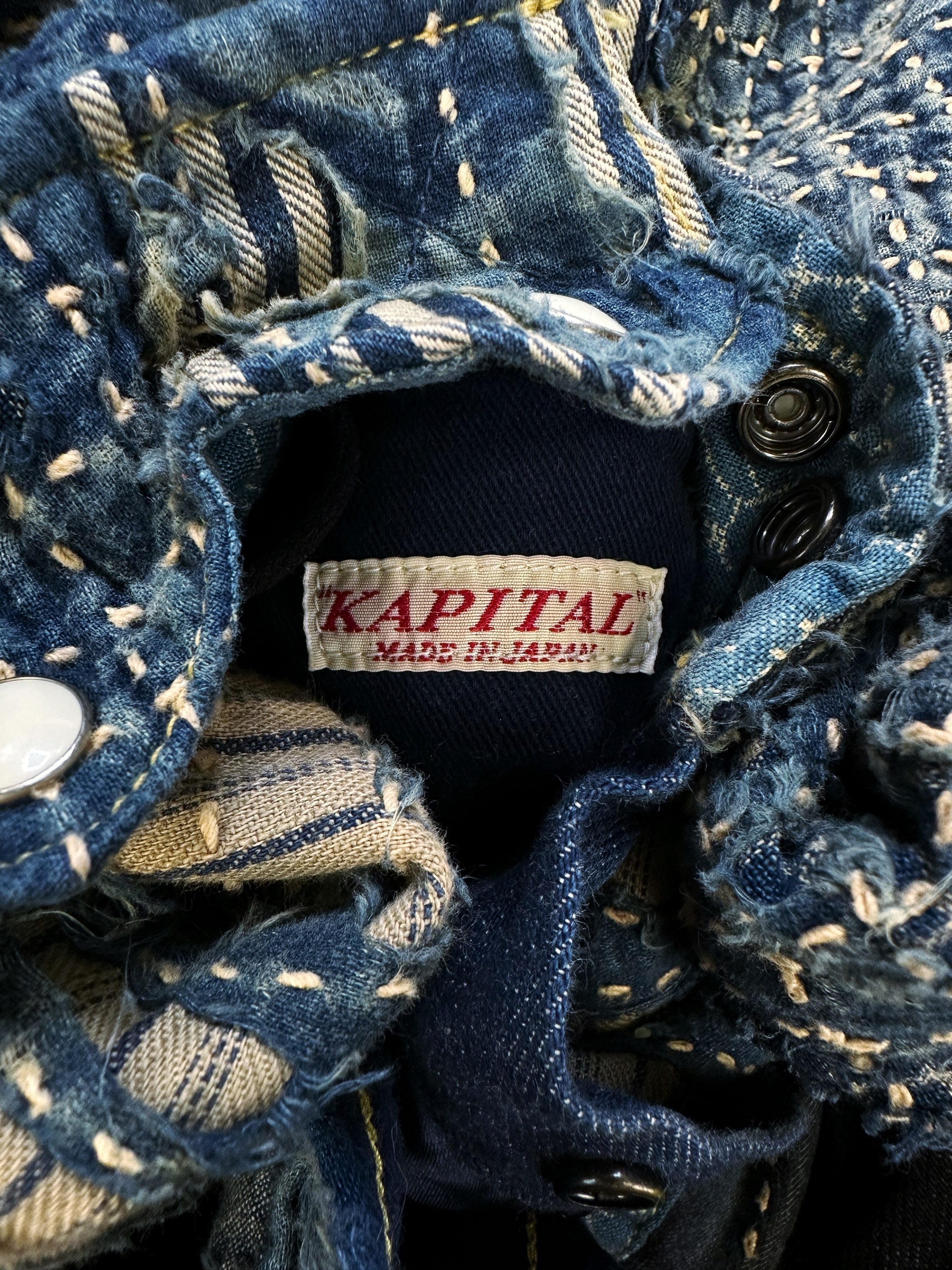 AW23 Kapital ‘Boro Stitch’ Pearl Button Denim Shirt Jacket