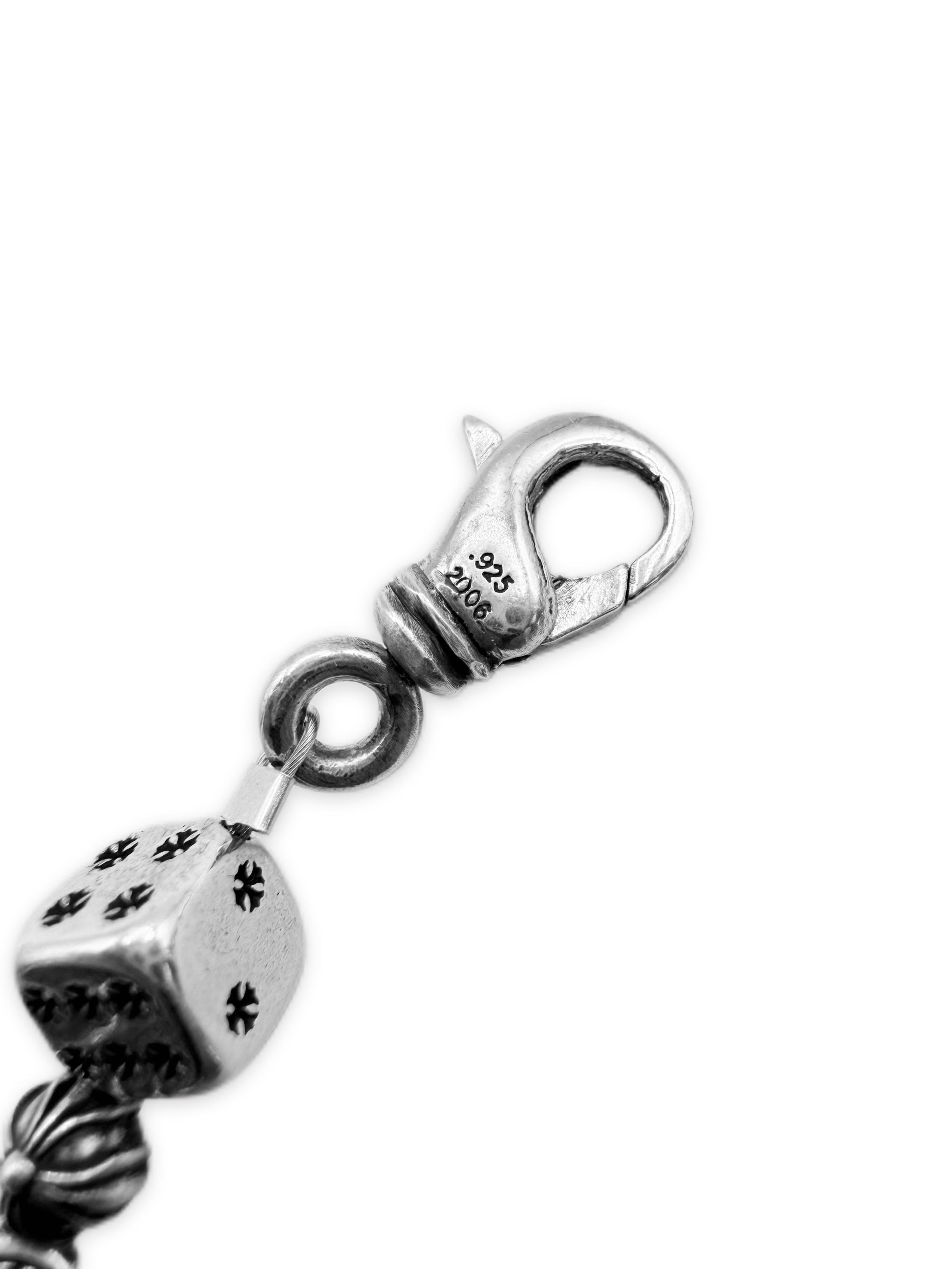 Chrome Hearts Dice Cross Ball 13 Link .925 Silver Bracelet