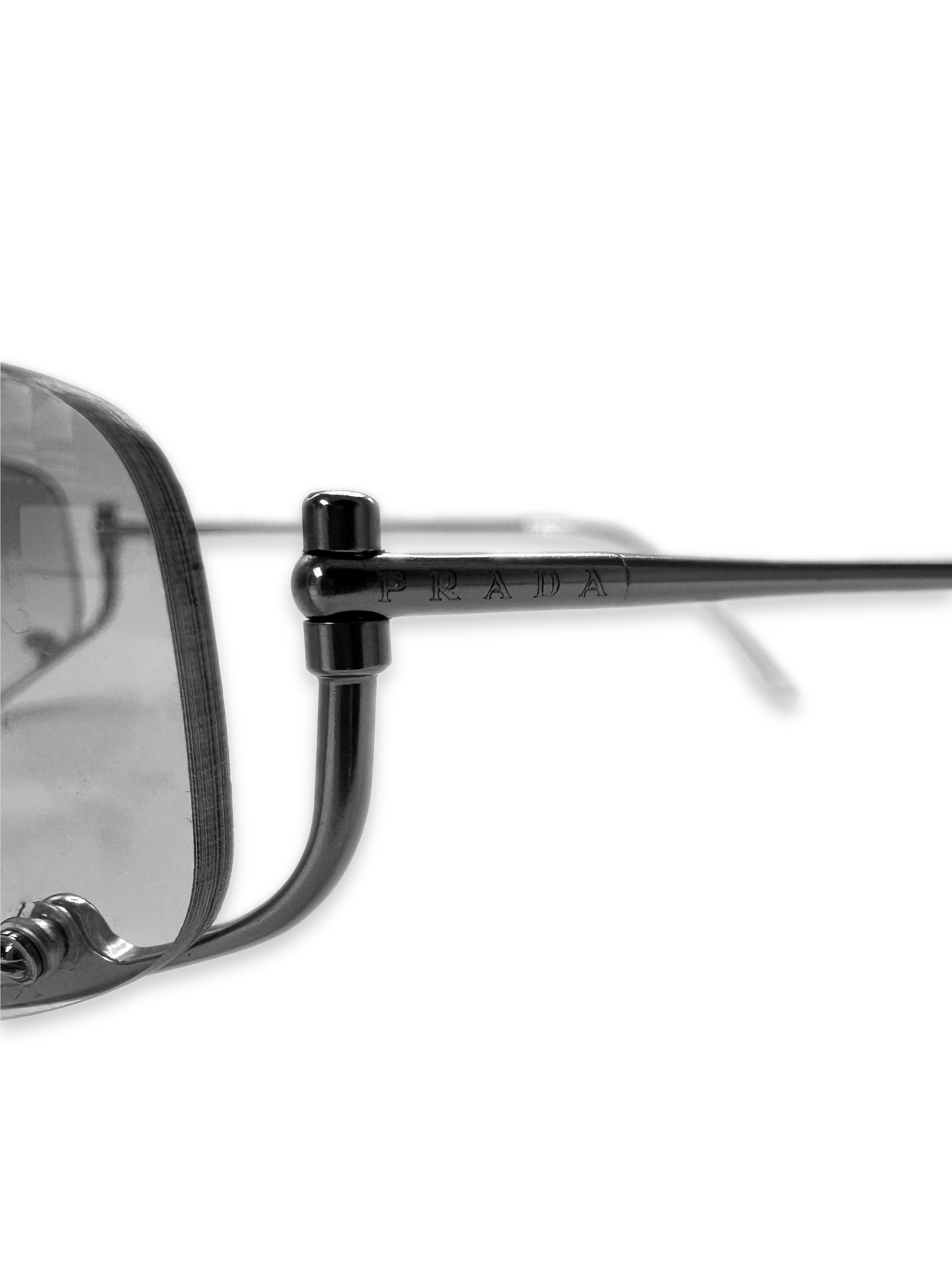 00s Prada Rimless Clear Tint Metallic Sunglasses
