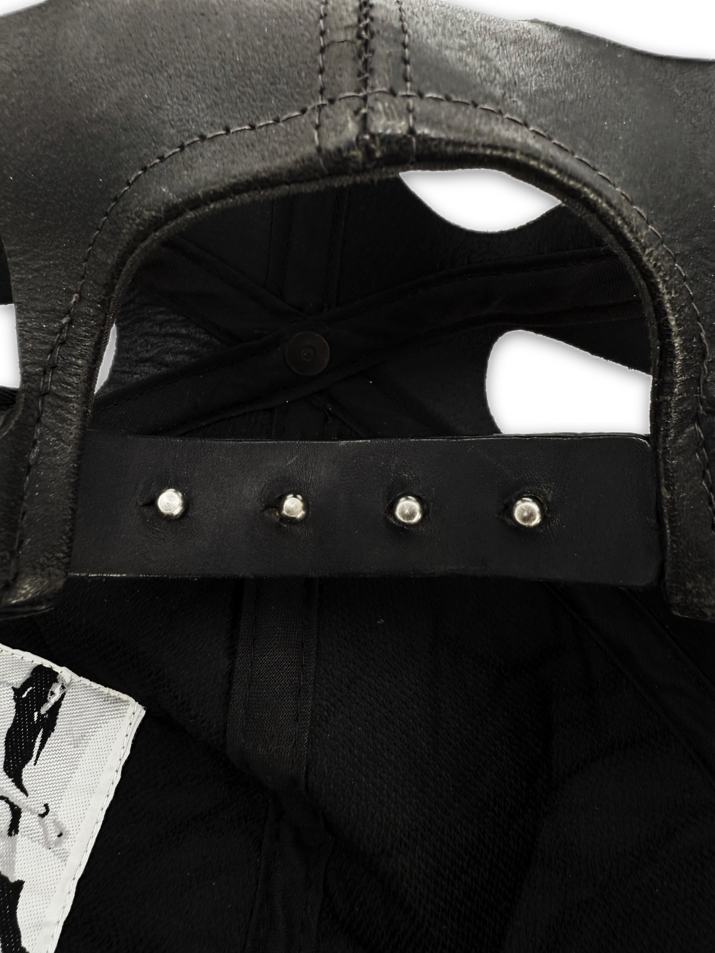 Rick Owens Coated Cotton Leather Strap Cut Out Hat