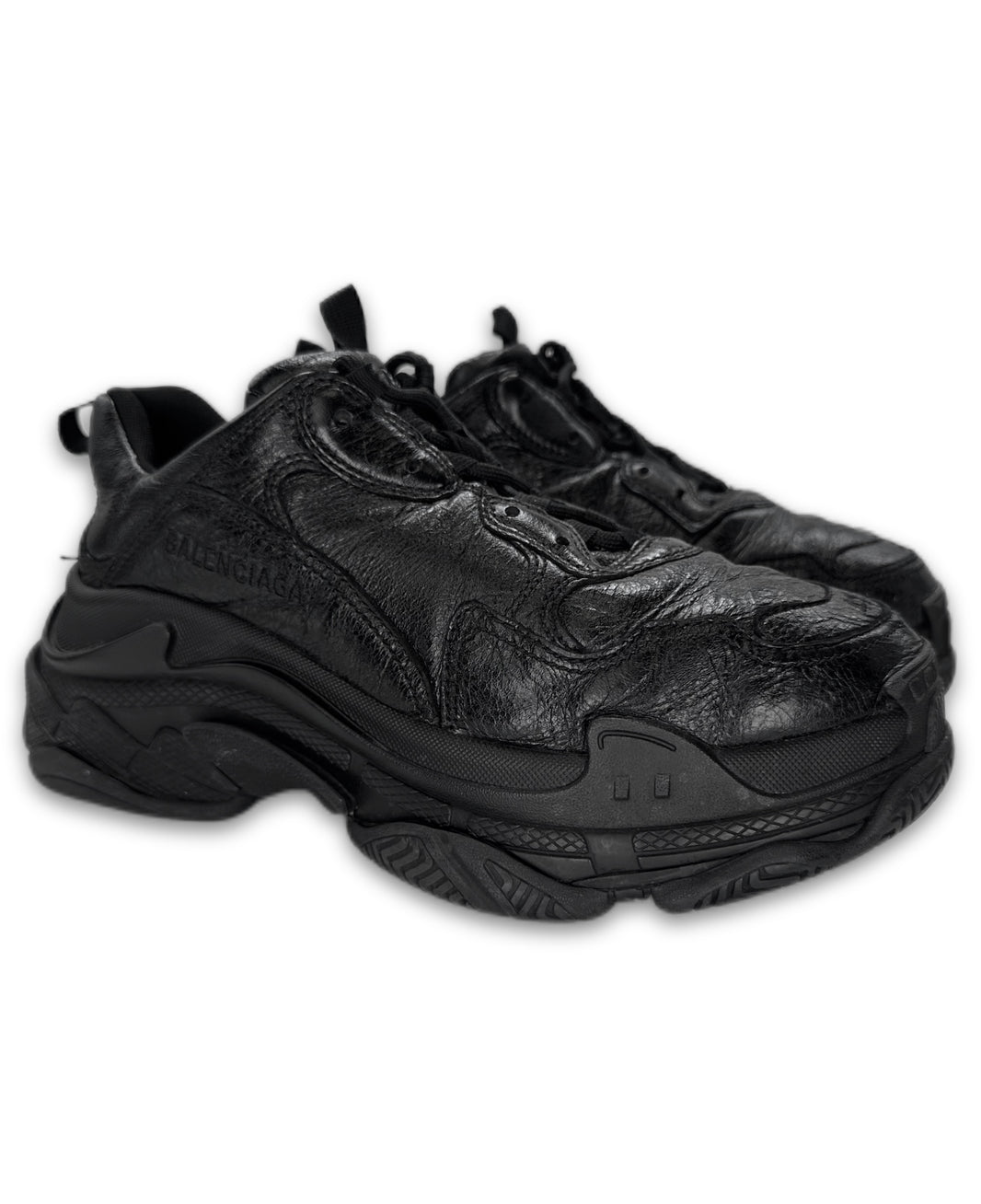 Balenciaga Black ‘Triple S’ Chunky Patent Leather Sneakers