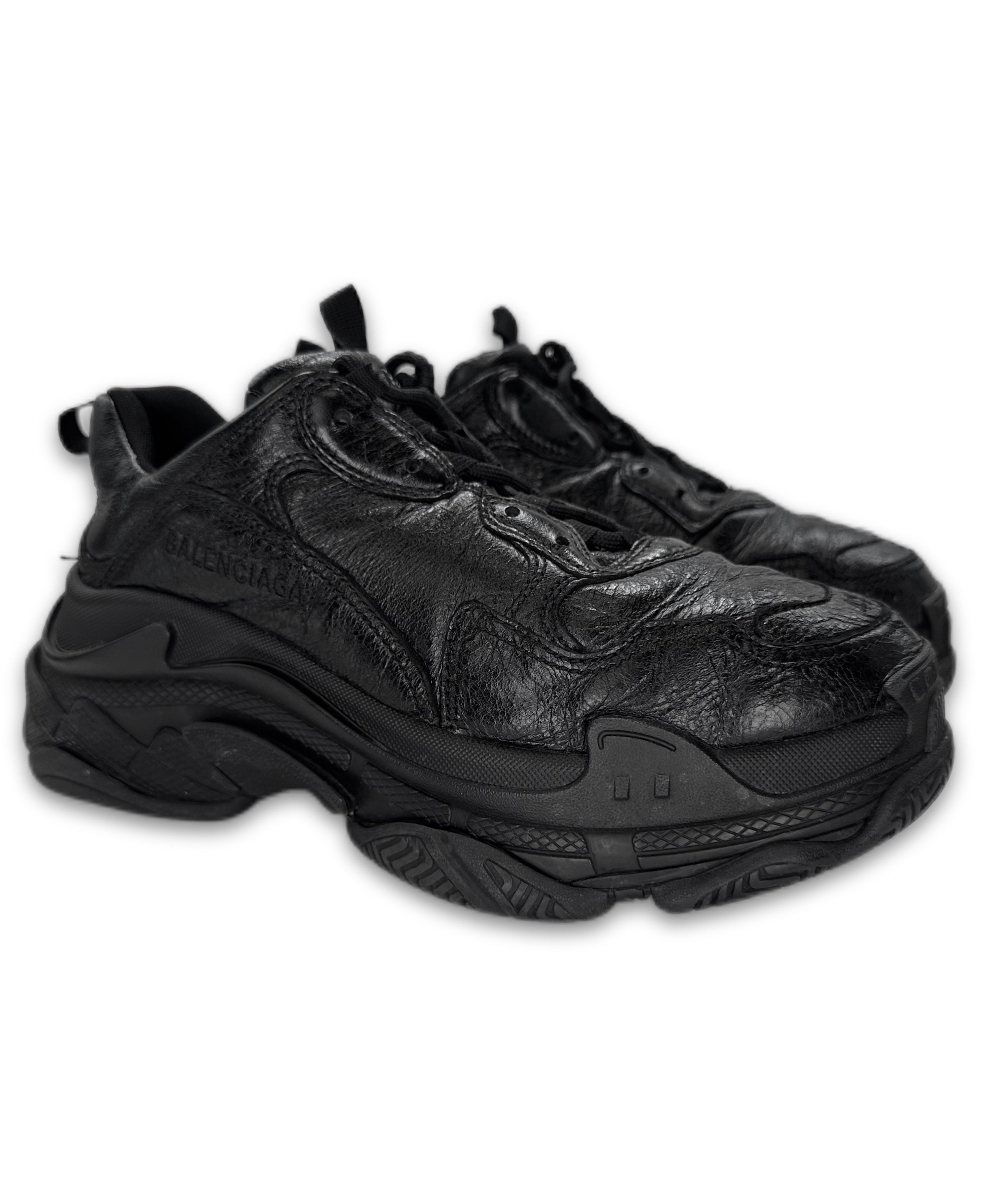 Balenciaga Black ‘Triple S’ Chunky Patent Leather Sneakers