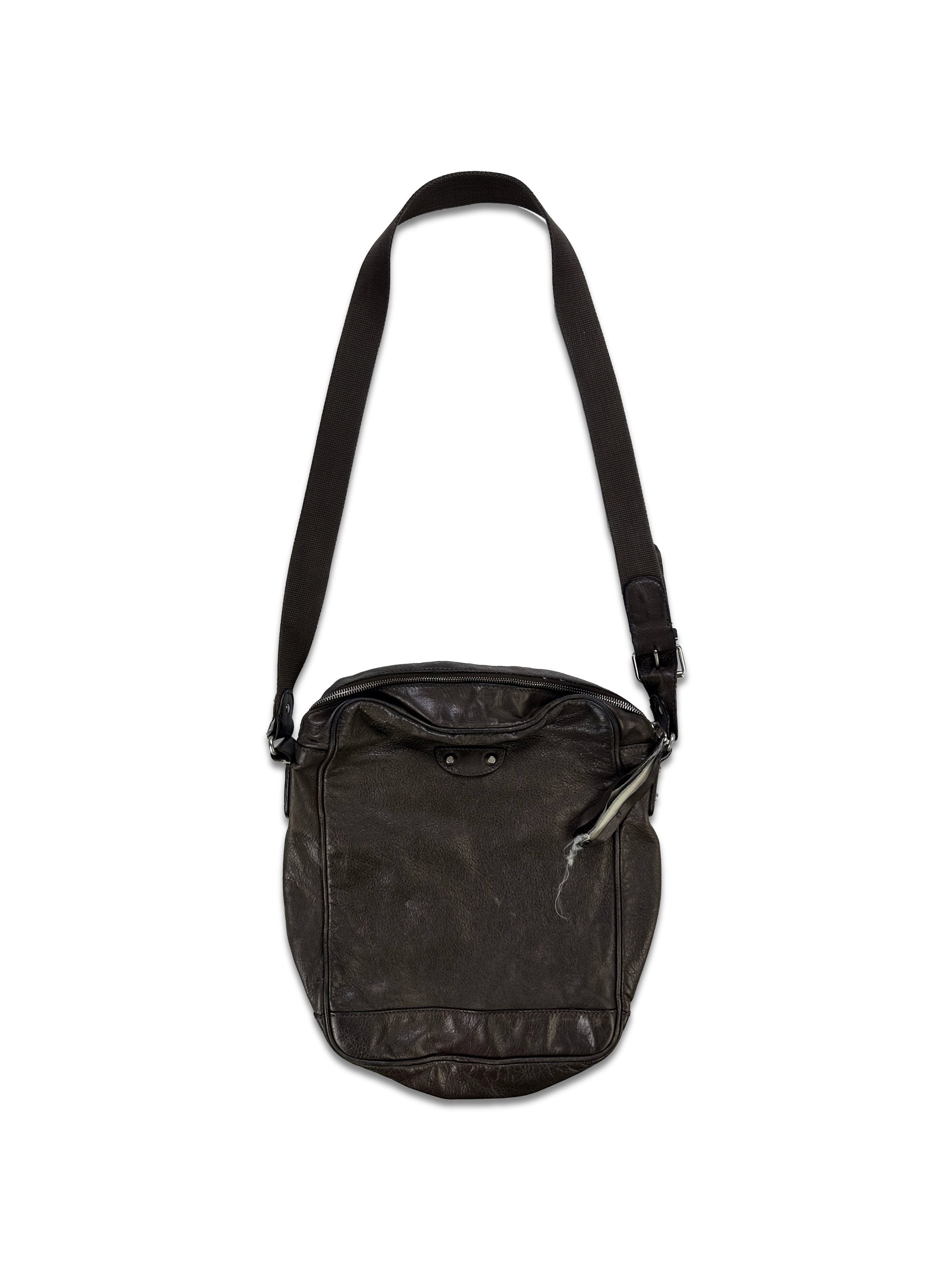 Balenciaga Brown Leather ‘City’ Studded Crossbody Bag