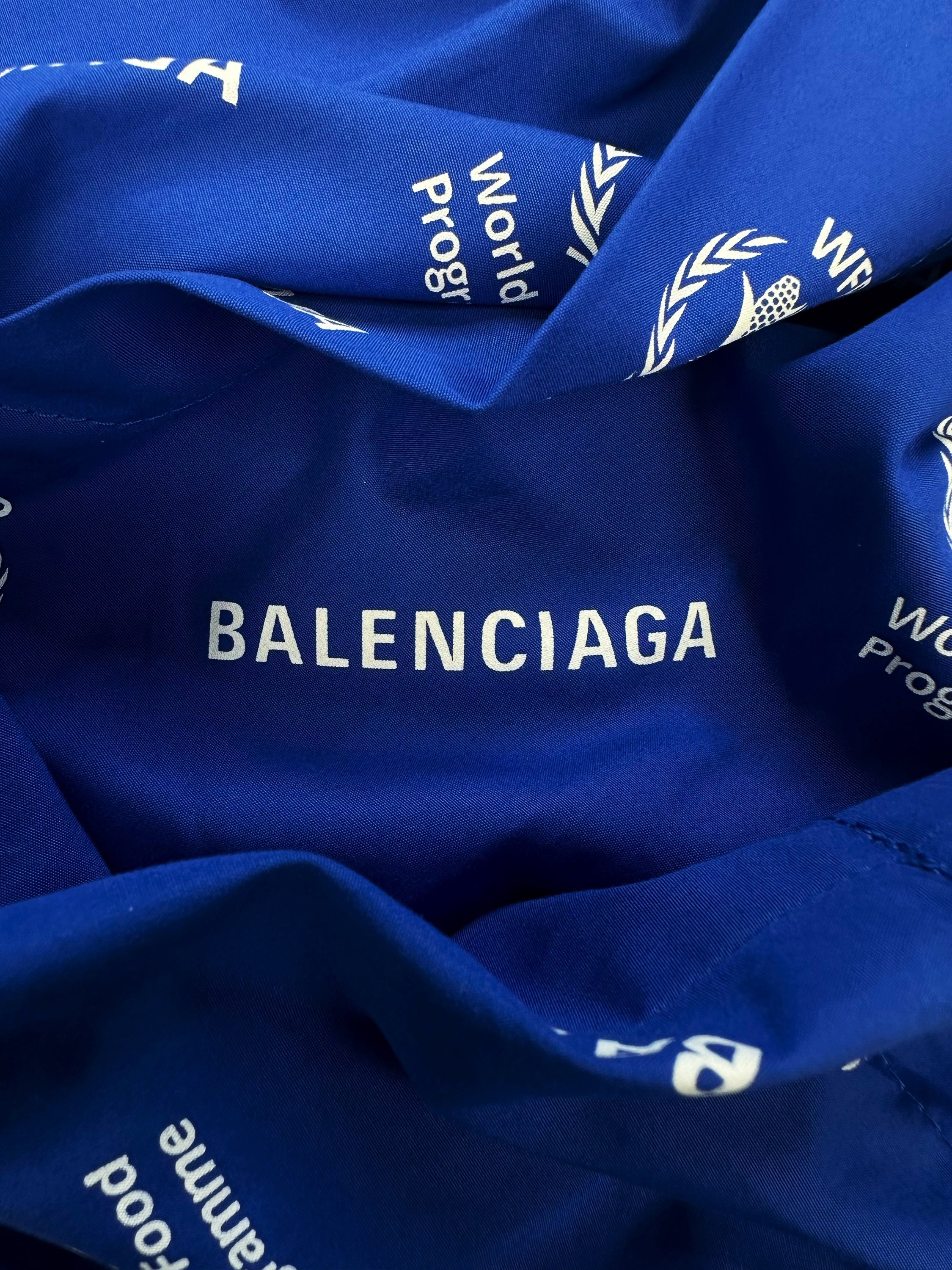 Balenciaga x World Food Programme Sky Blue Monogram Shorts