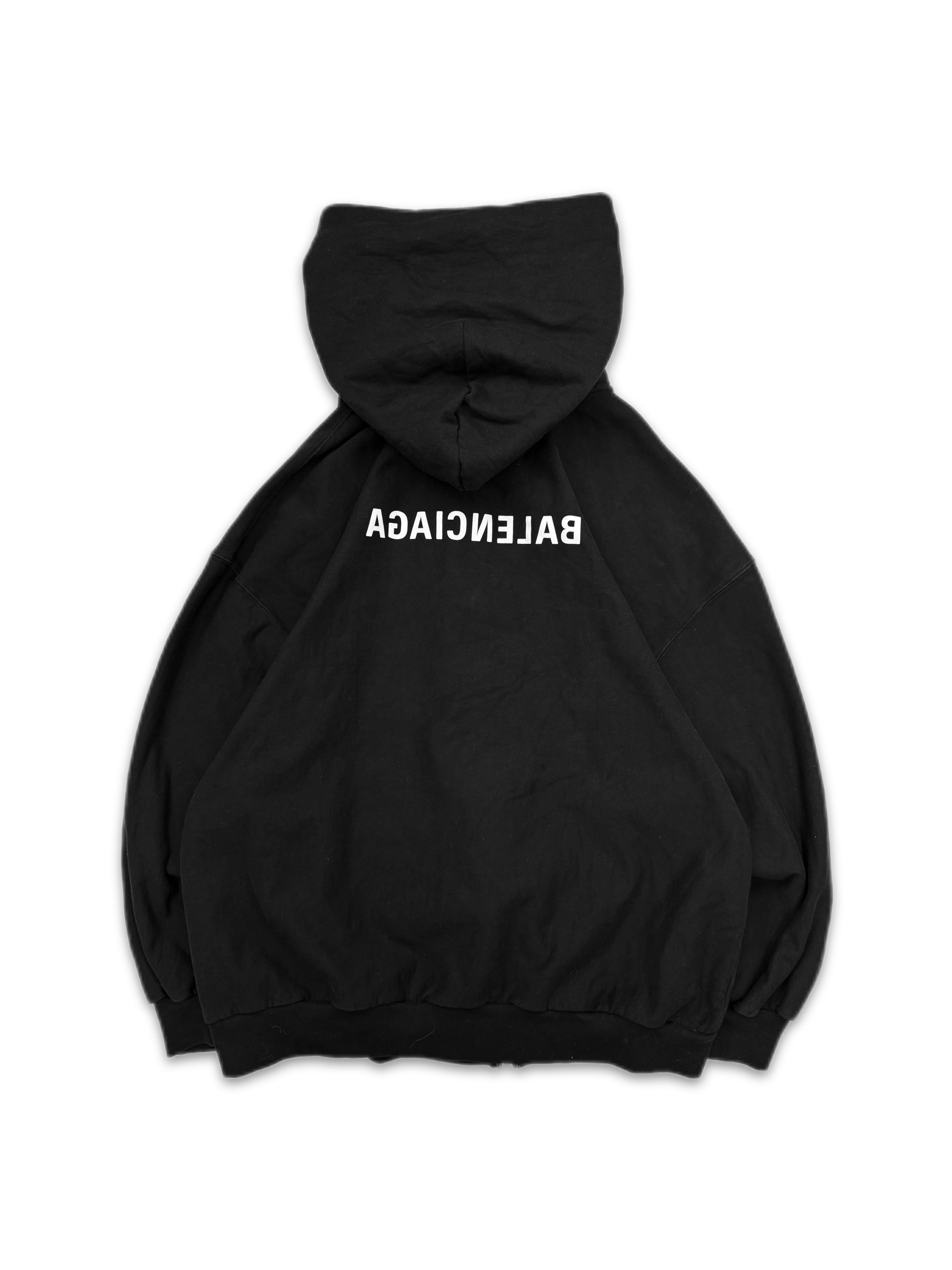 SS23 Balenciaga ‘Mirror’ Mud Show Reverse Logo Zip-up Hoodie
