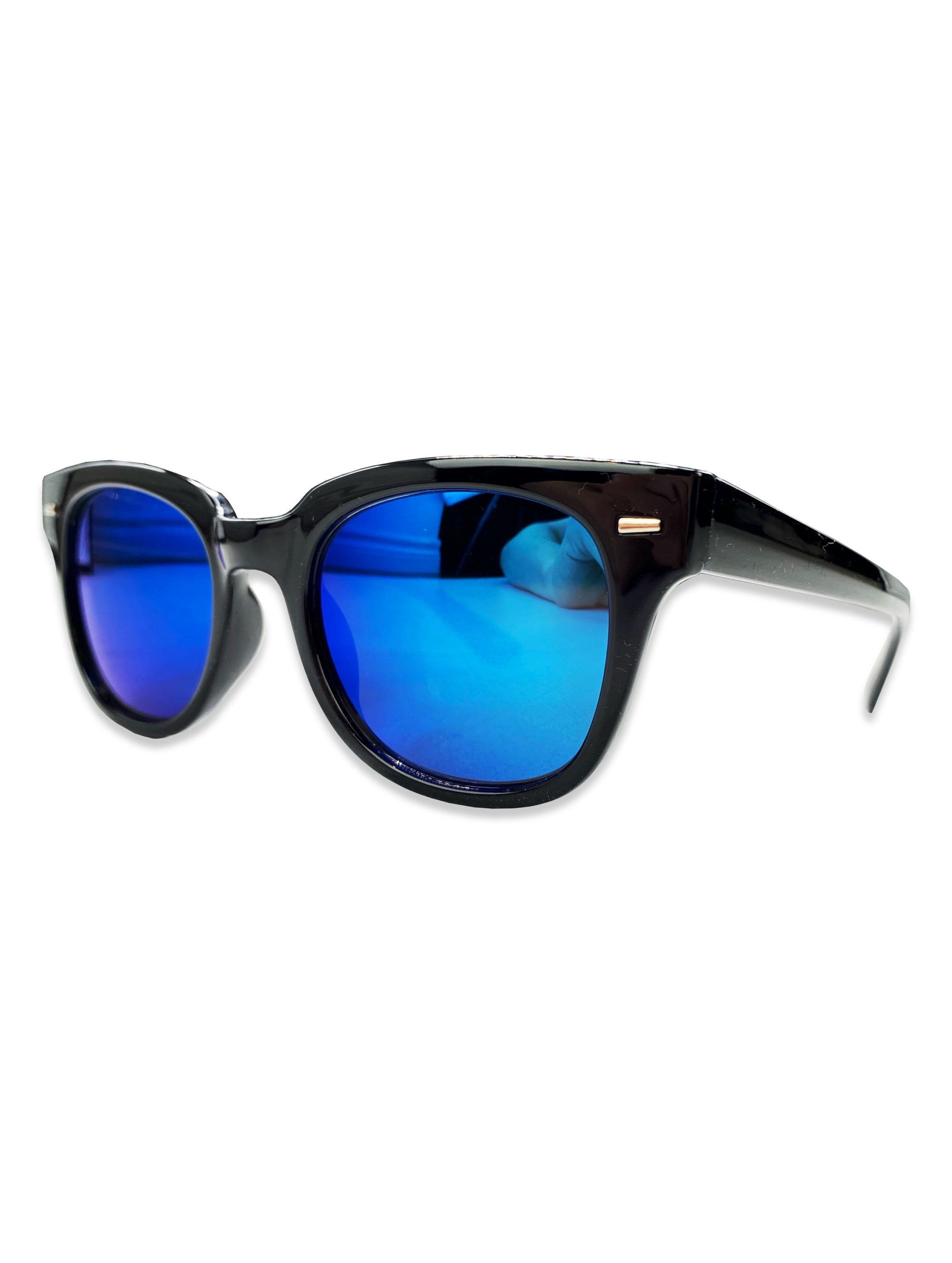 Number (N)ine Blue Tint Reflective Glossy Black Wayfarer Sunglasses