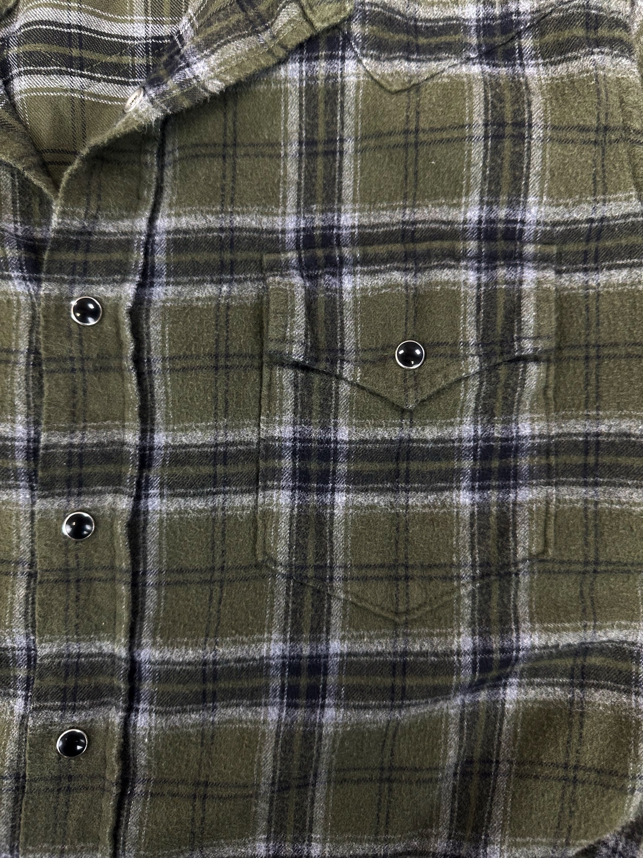 AW18 Saint Laurent Paris Green Distressed Plaid Flannel