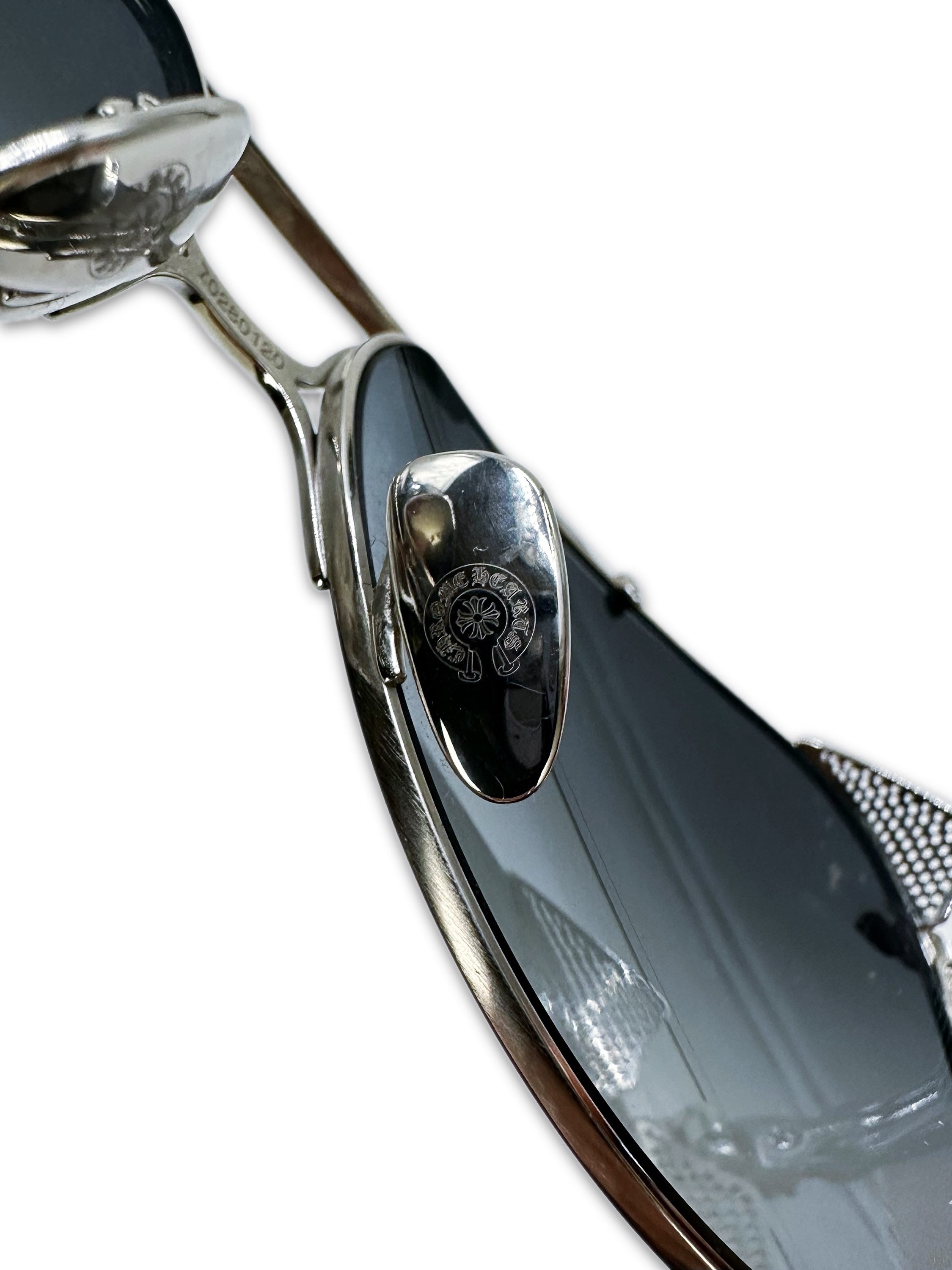 Chrome Hearts ‘Gritt’ .925 Silver Cross Blue Tint Aviator Sunglasses