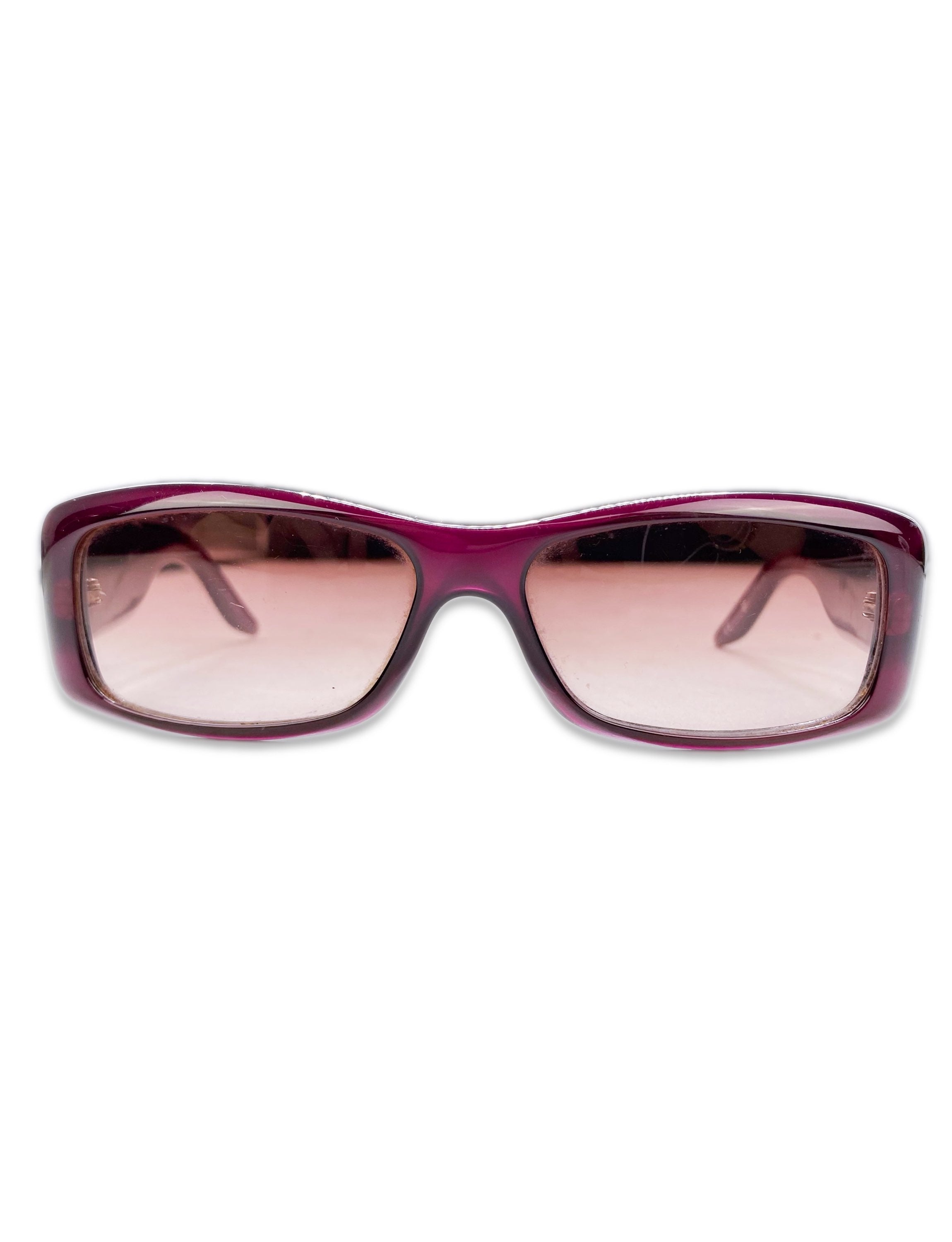 Dior ‘D’ Logo Magenta Boxy Rose Tint Sunglasses