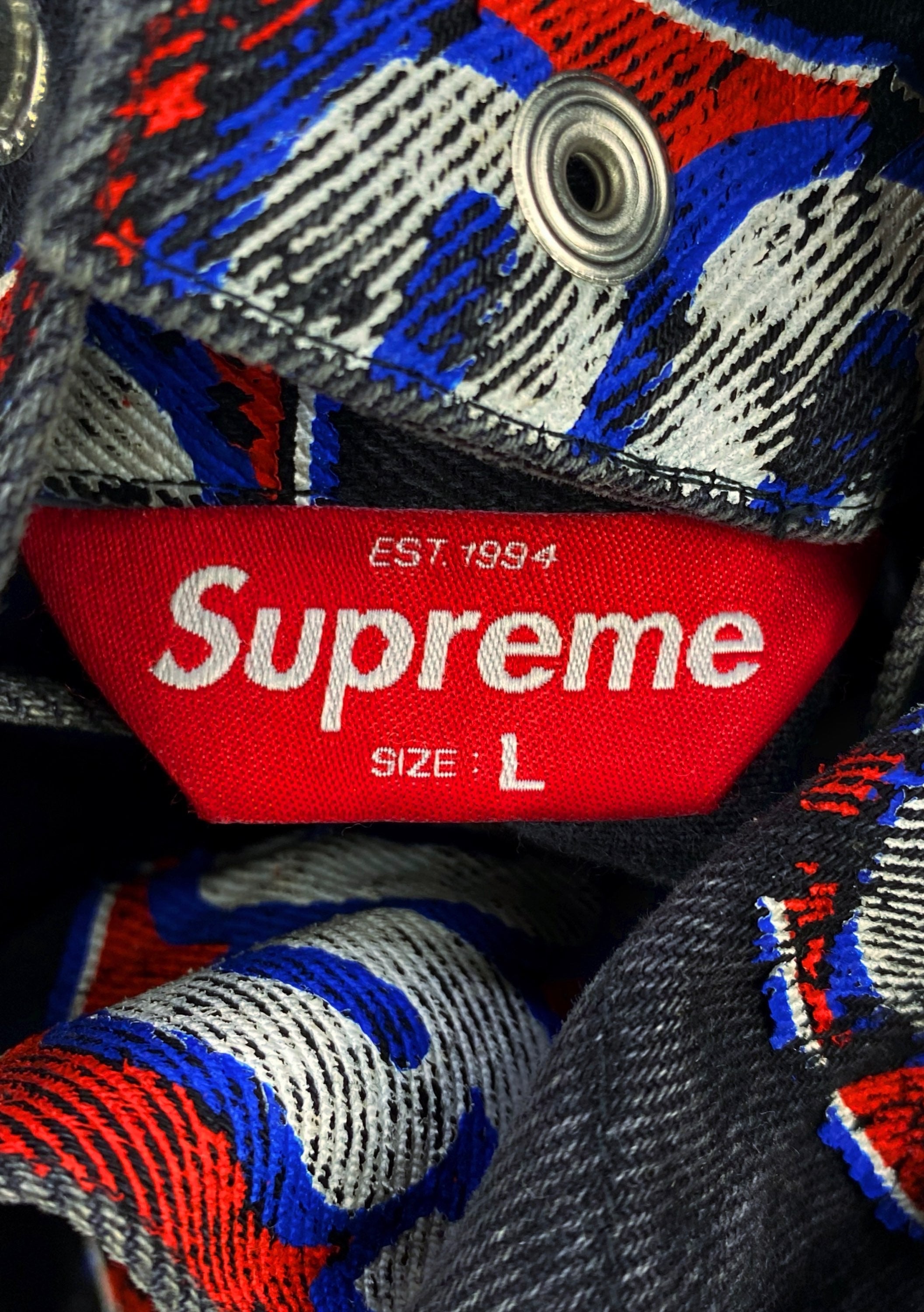 SS17 Supreme ‘666’ Washed Full Print Denim Trucker Jacket
