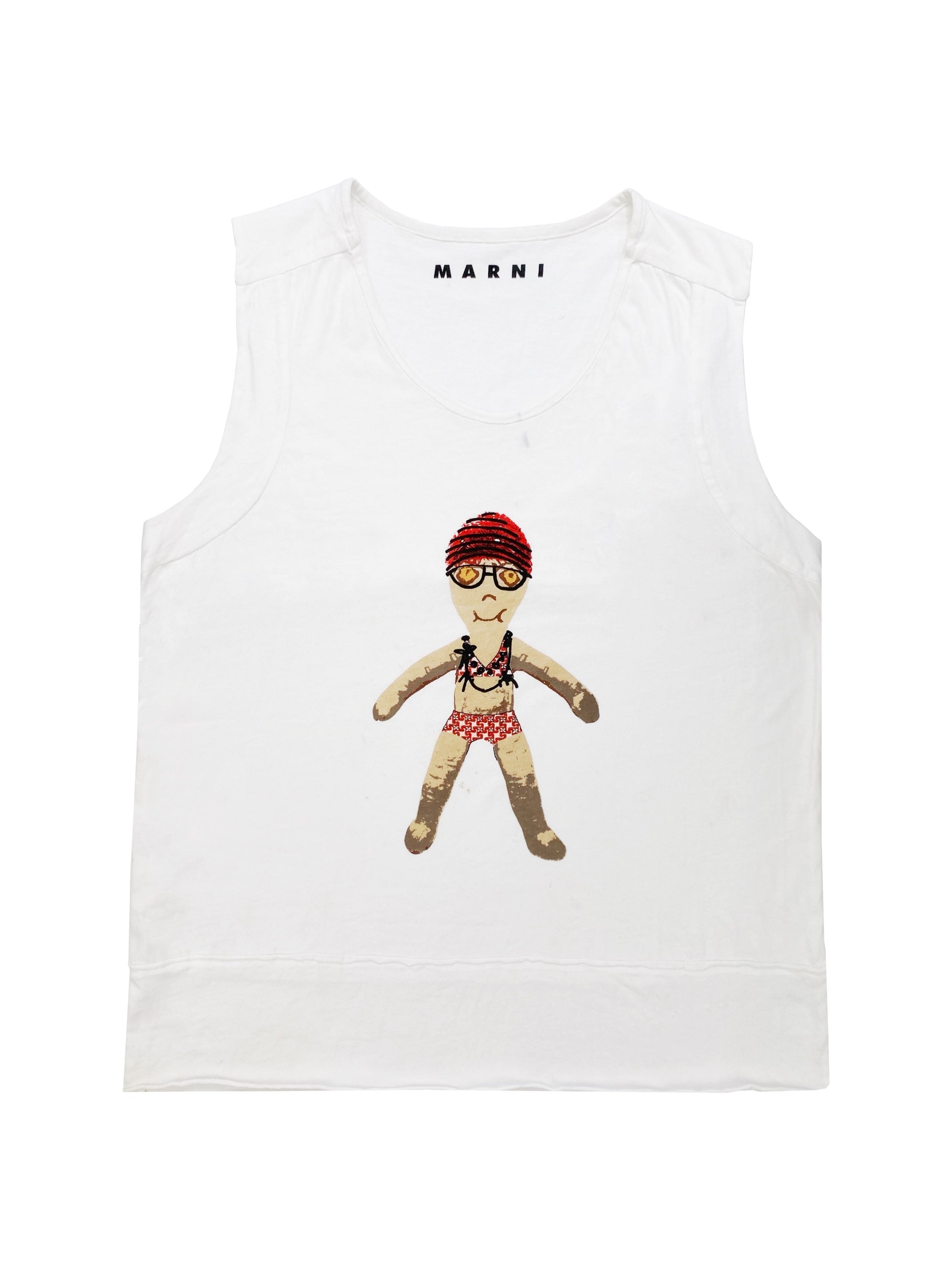 Marni Pirate Doll Graphic White Tank-top