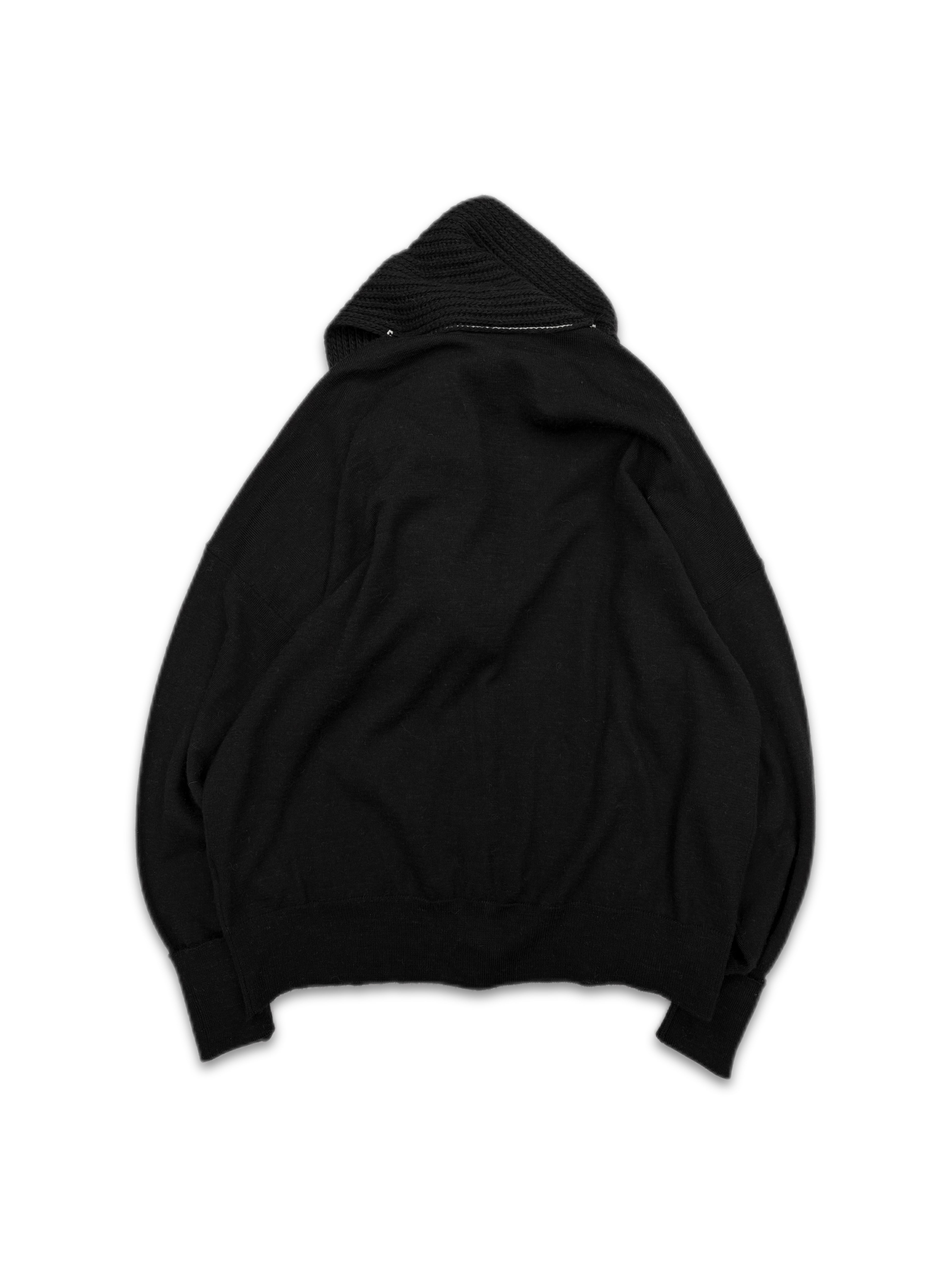 SS22 Maison Margiela Scarf Hybrid Black Knitted Cardigan