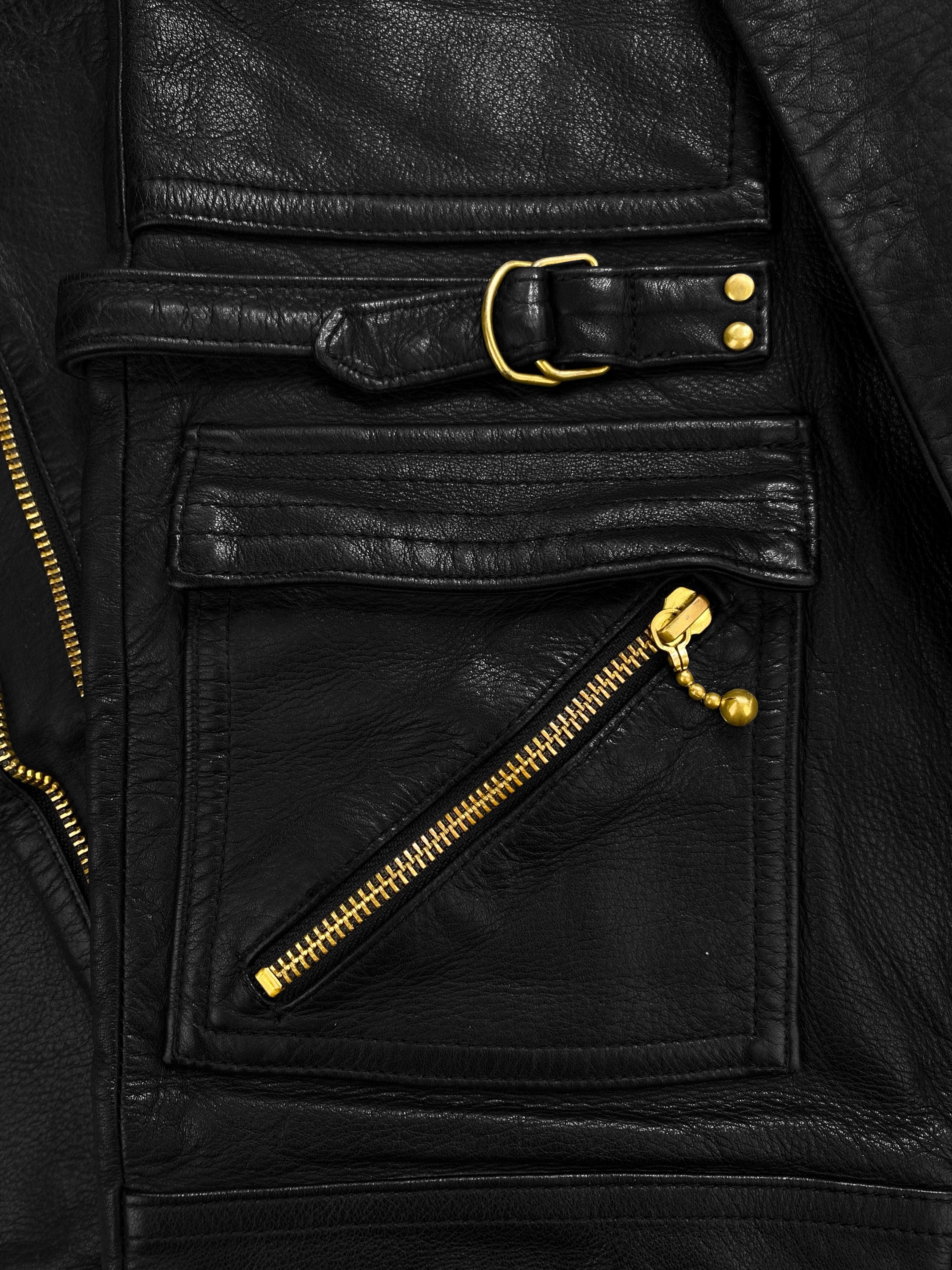 Blackmeans Leather Moto Riders Metallic D-Ring Biker Pants
