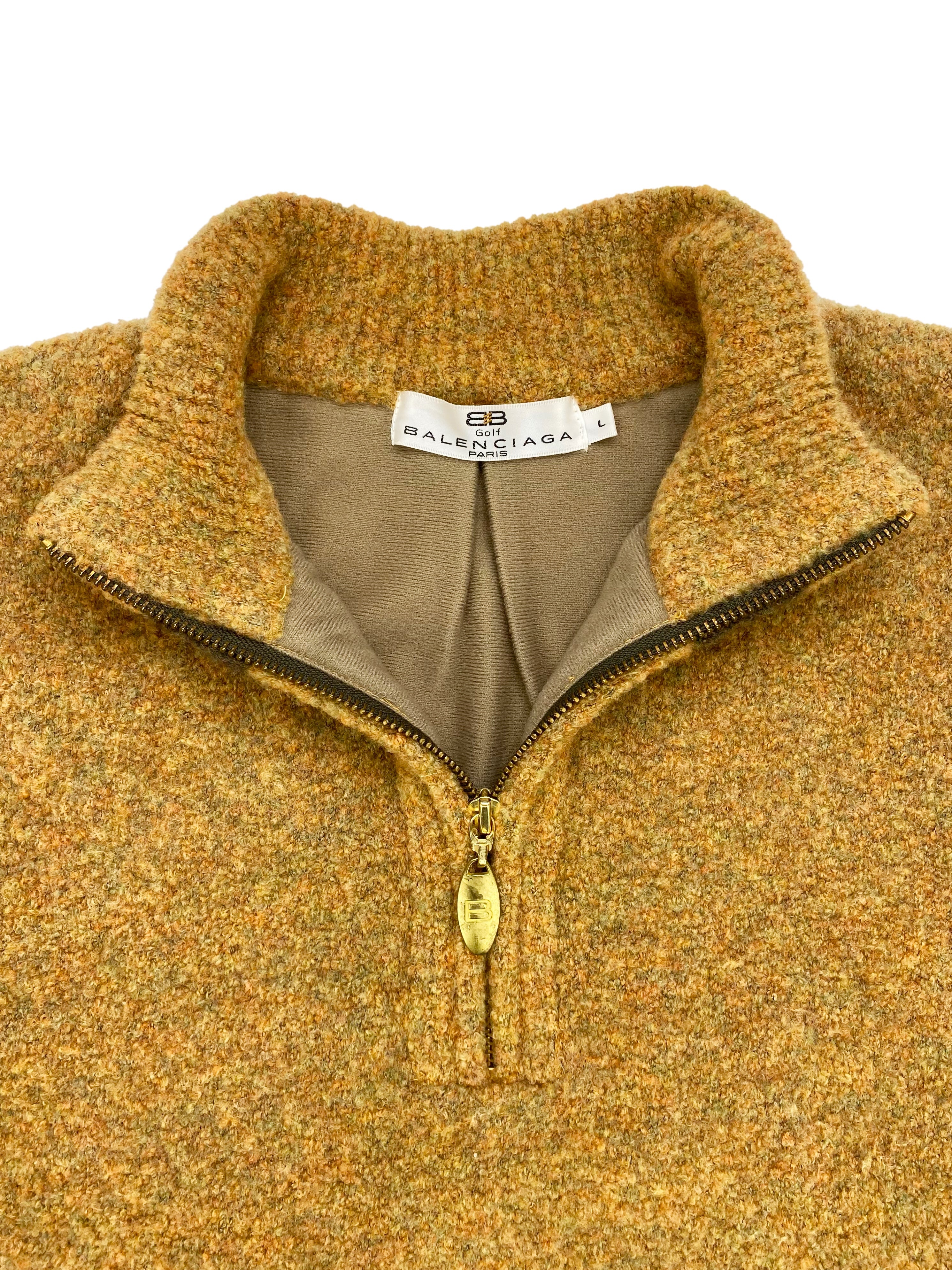 Balenciaga Lined Quarter Zip “B” Knitted Vest