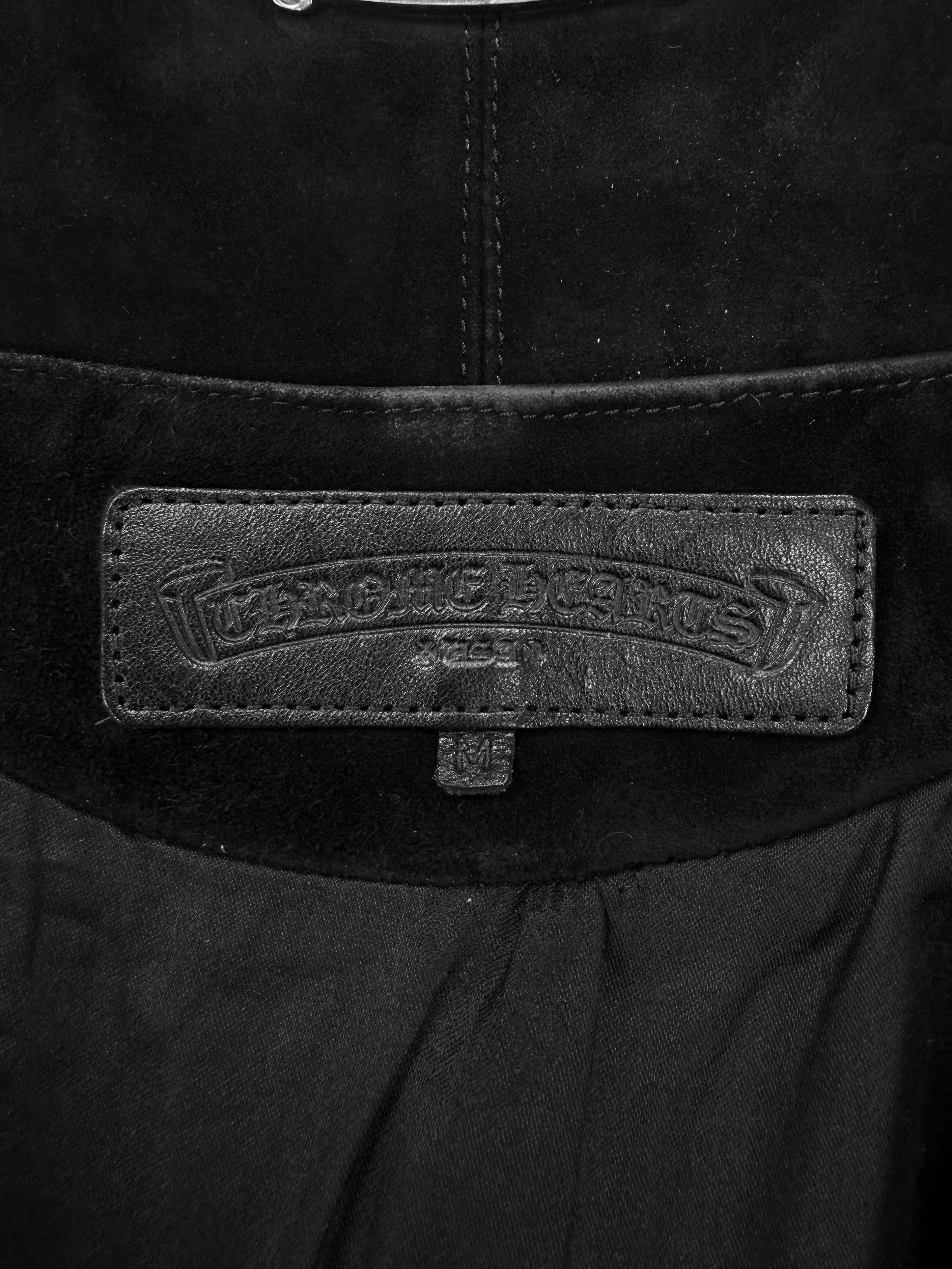 Chrome Hearts ‘Fleur de Lis’ Leather Patch Suede Cross Button Vest