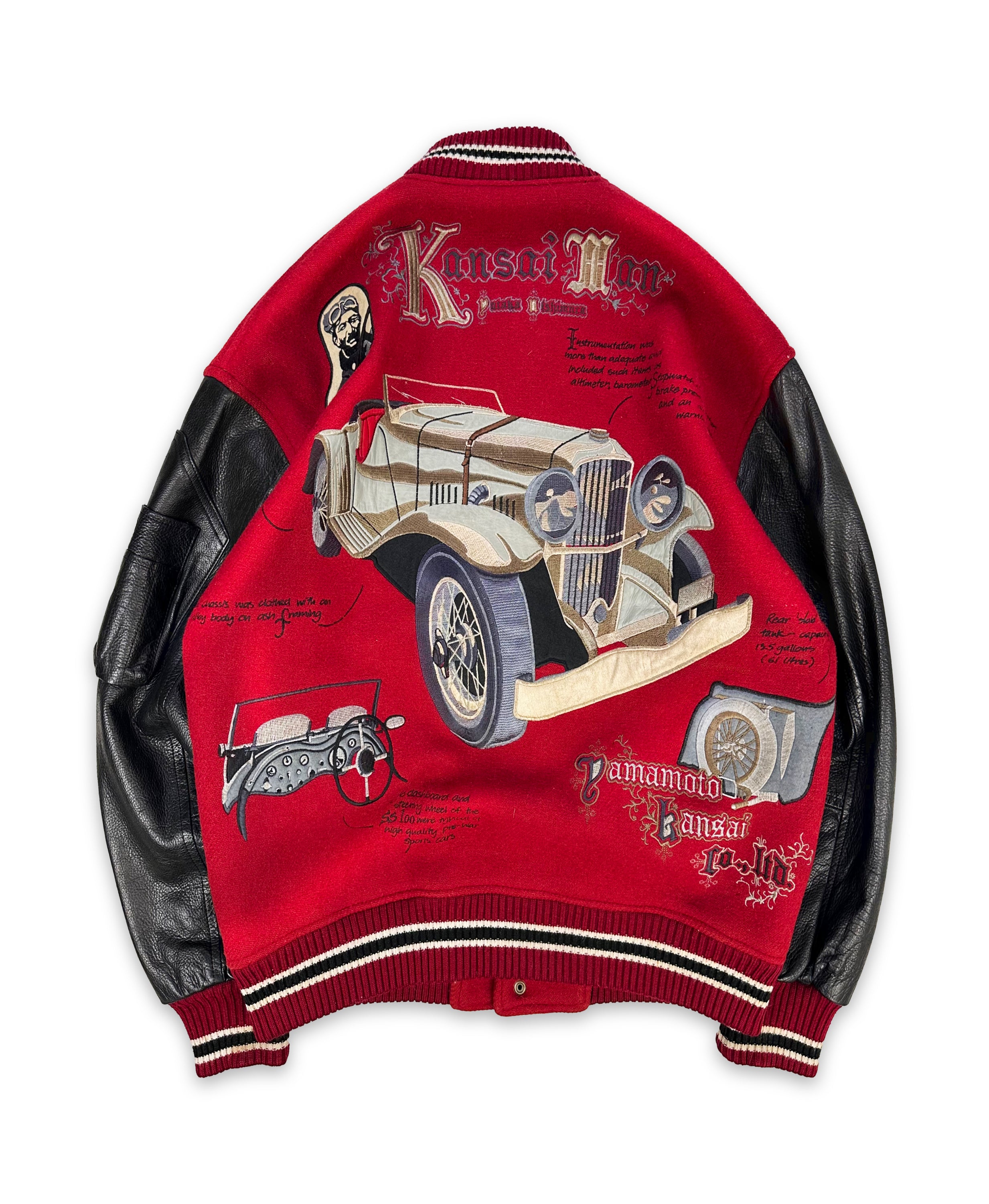 90s Kansai Yamamoto ‘SS100’ Leather Embroidered Varsity Jacket