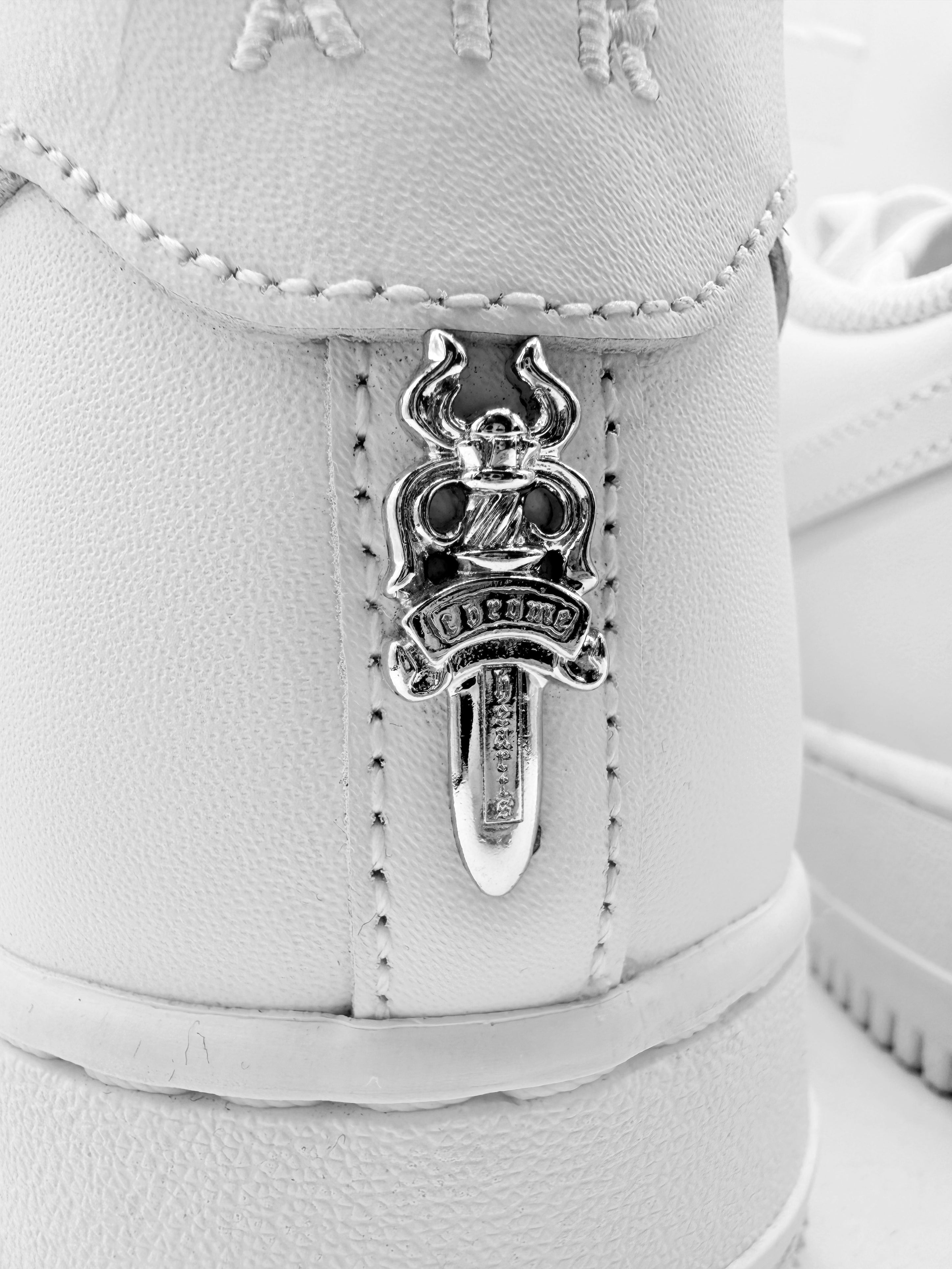 Chrome Hearts x Nike Air Force 1 White .925 Silver Dagger Sneakers
