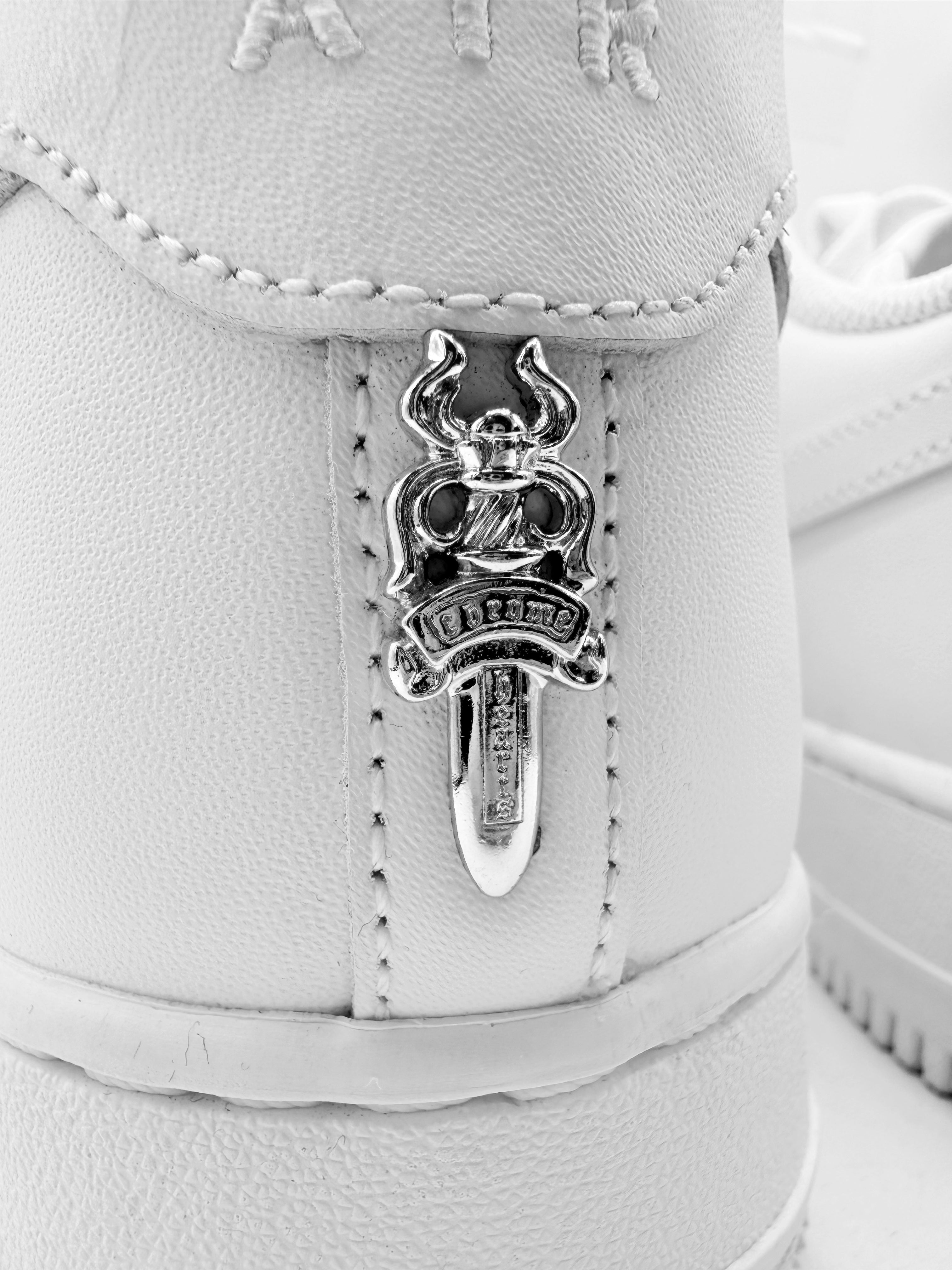 Chrome Hearts x Nike Air Force 1 White .925 Silver Dagger Sneakers