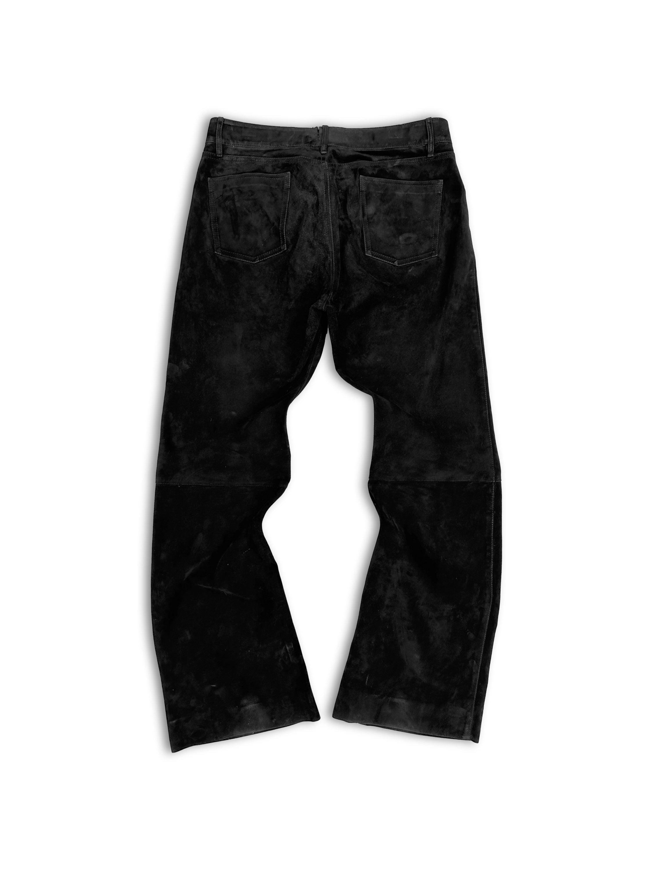 00s Gucci by Tom Ford Black Flared Suede Pants