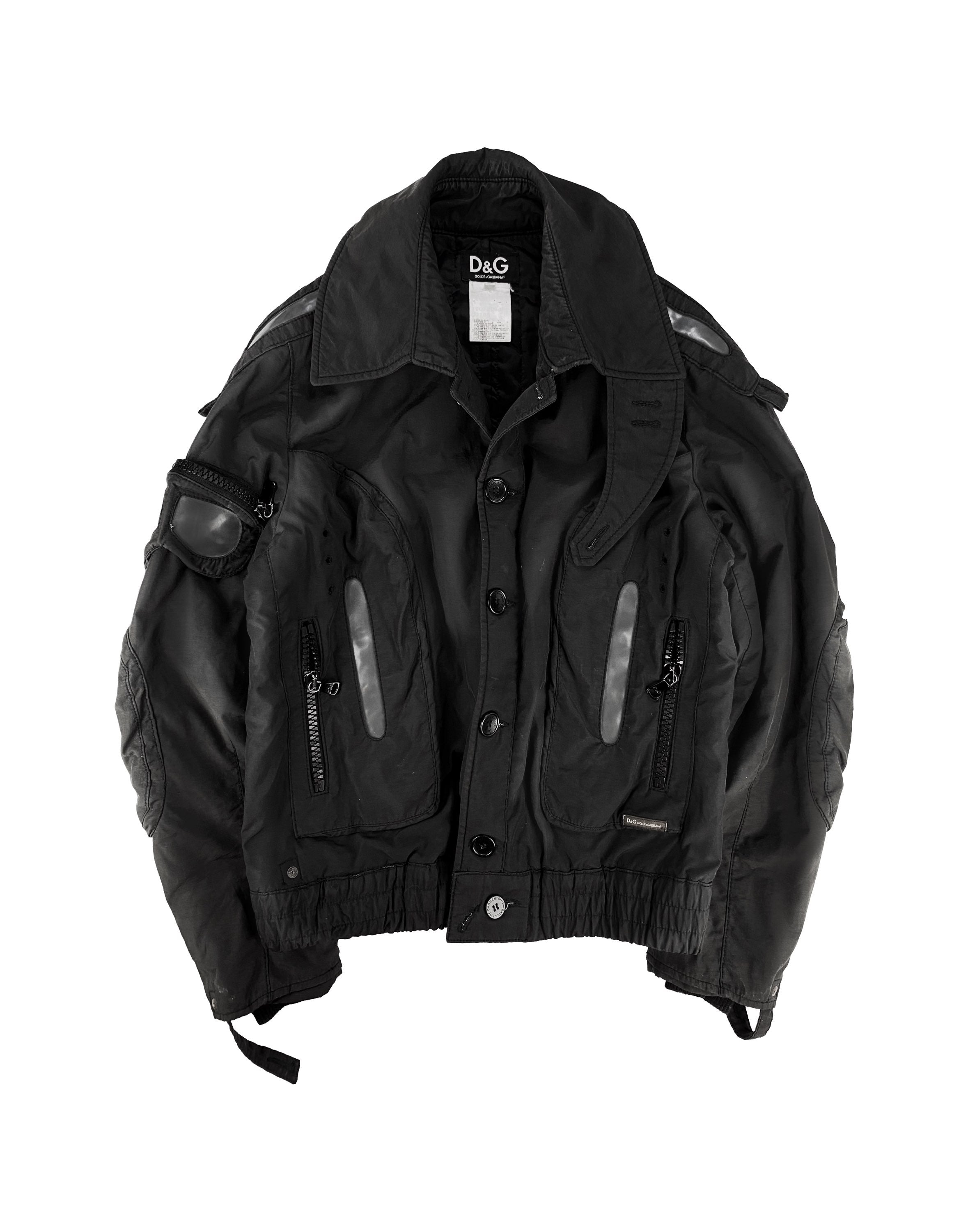 AW03 Dolce &amp; Gabbana ‘Goggle’ Slate Black PVC Bomber Jacket