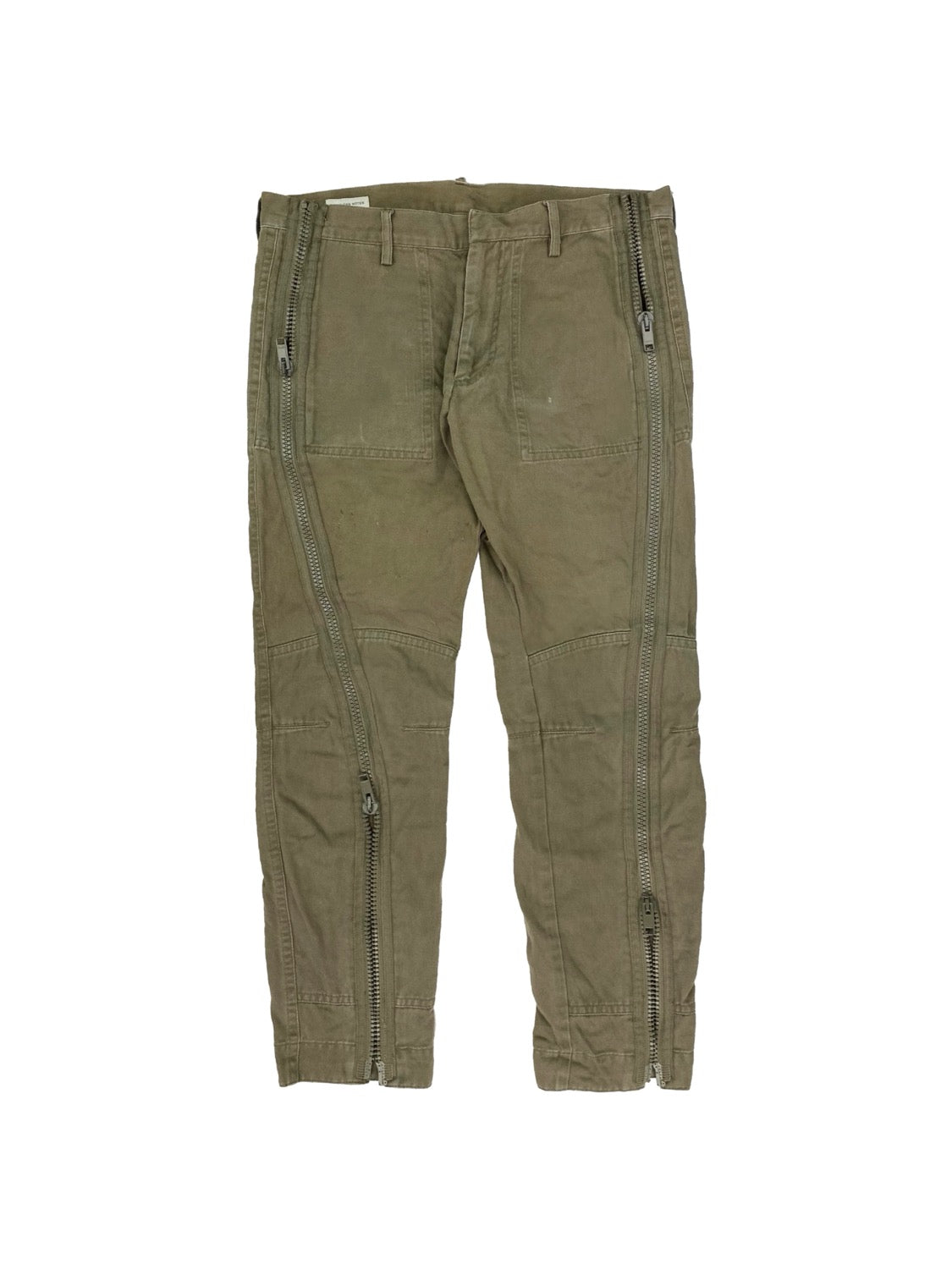 Dries Van Noten Full Zip Olive Green Pants