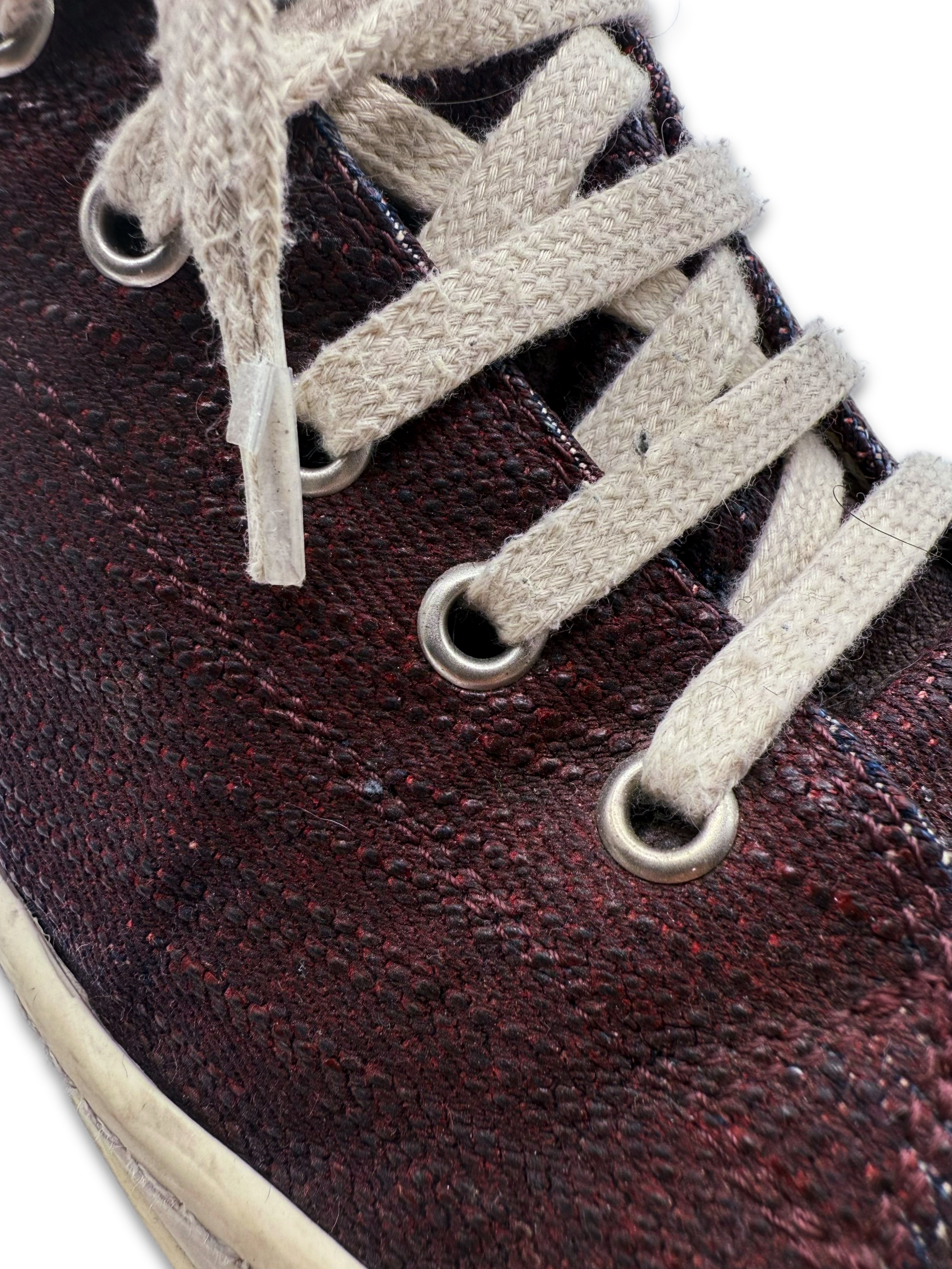 Rick Owens Canvas Paint Coated Low-top Ramone Sneakers