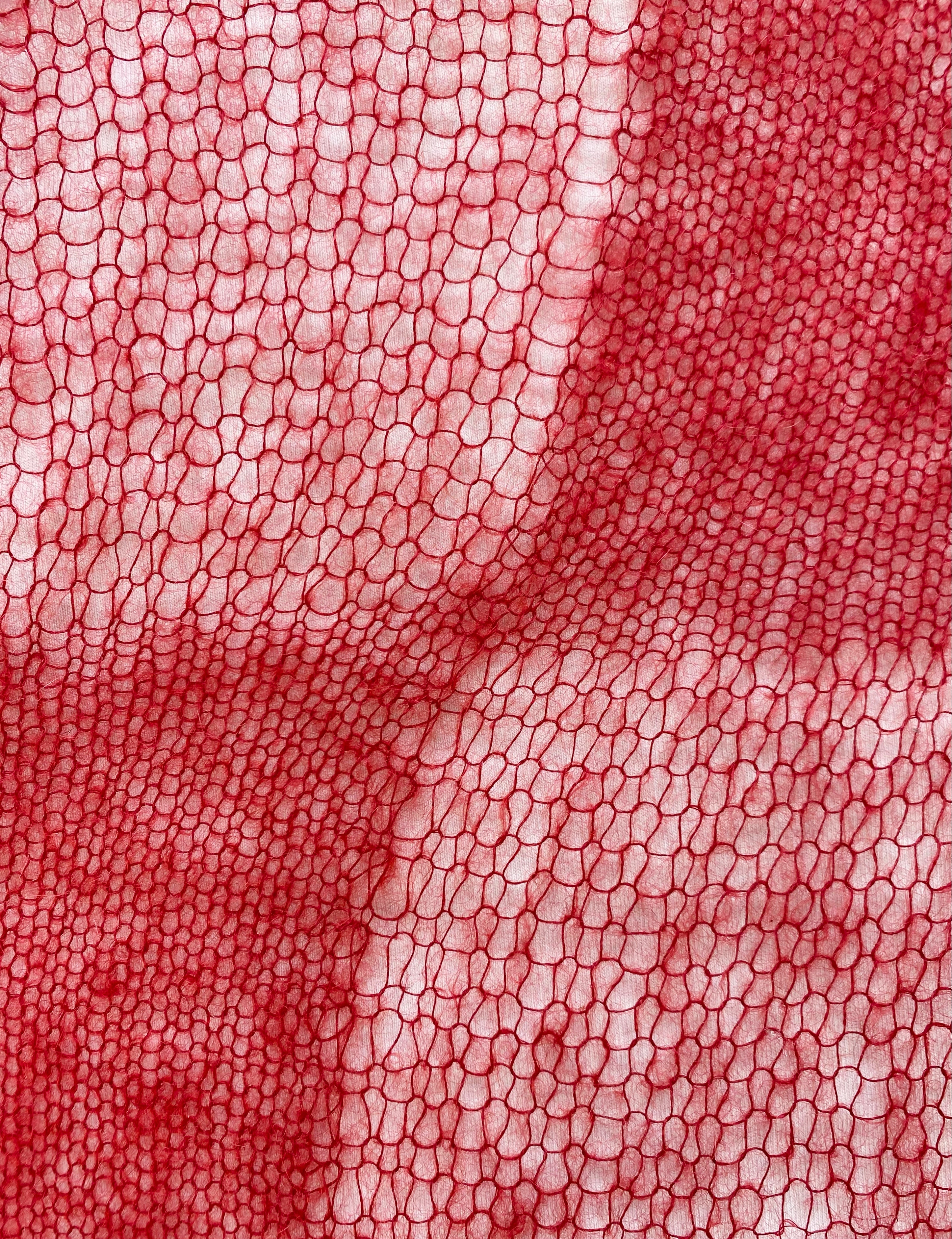 Marni Split Pattern Loose Gauge Blood Red Mohair Knit Sweater