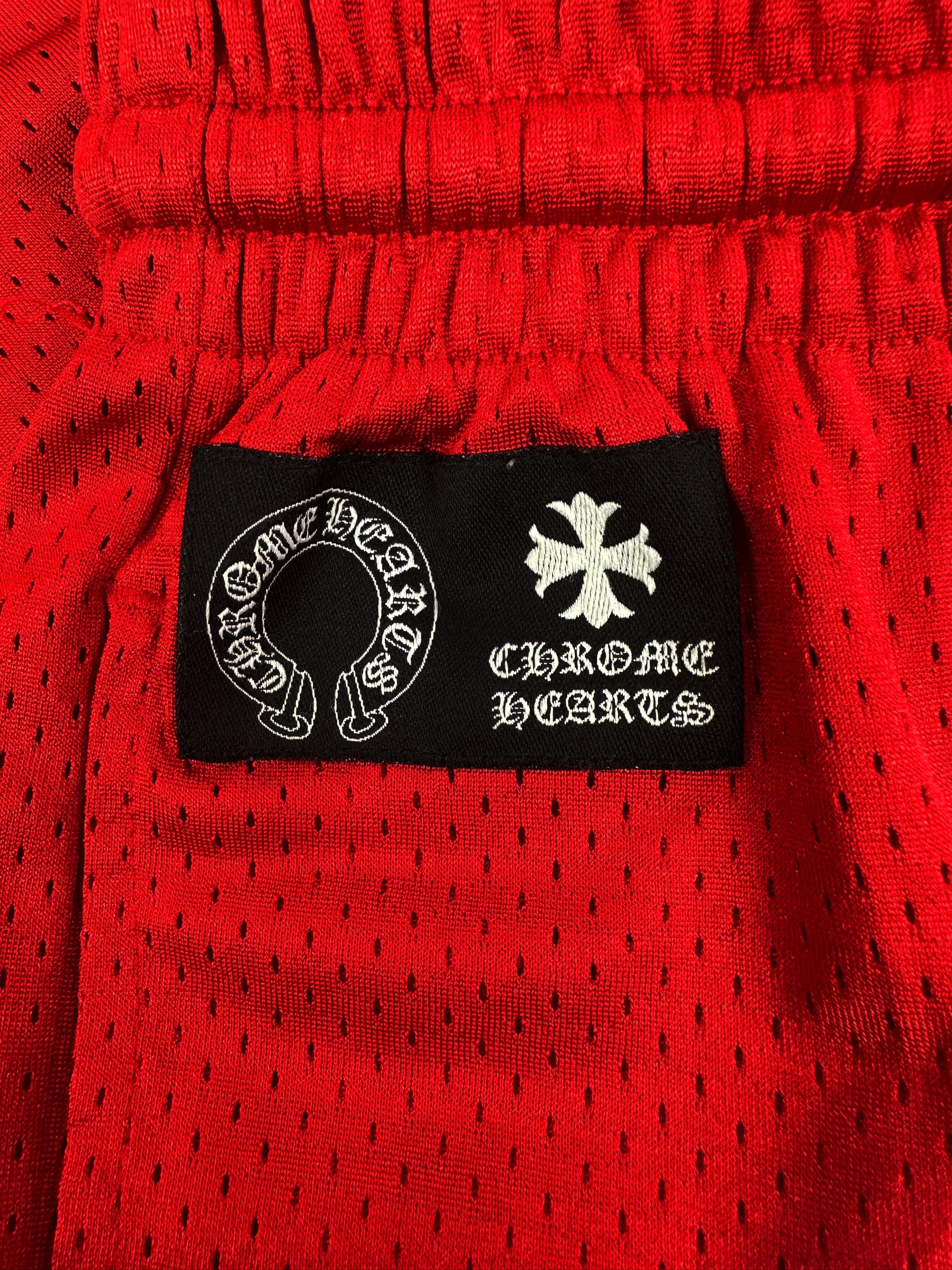 Chrome Hearts x Matty Boy ‘99 Team’ Red Logo Mesh Shorts