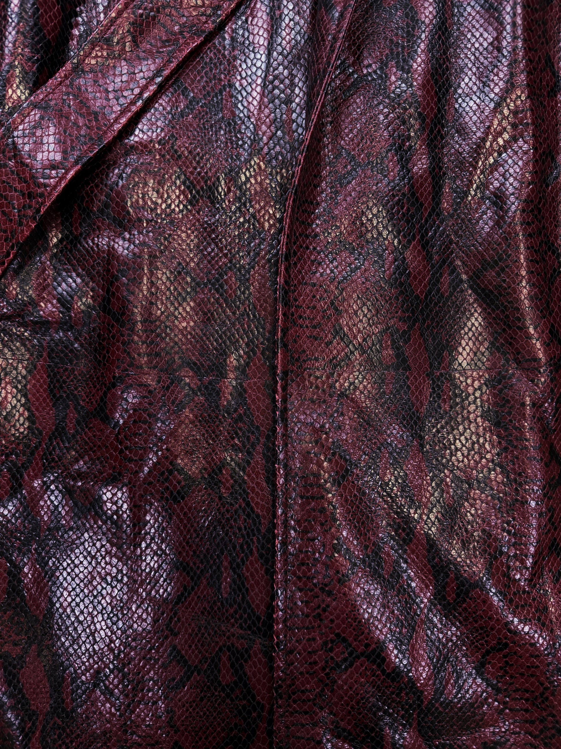 AW23 Balenciaga Snake Effect Belted Shoulder Pad Trench Coat
