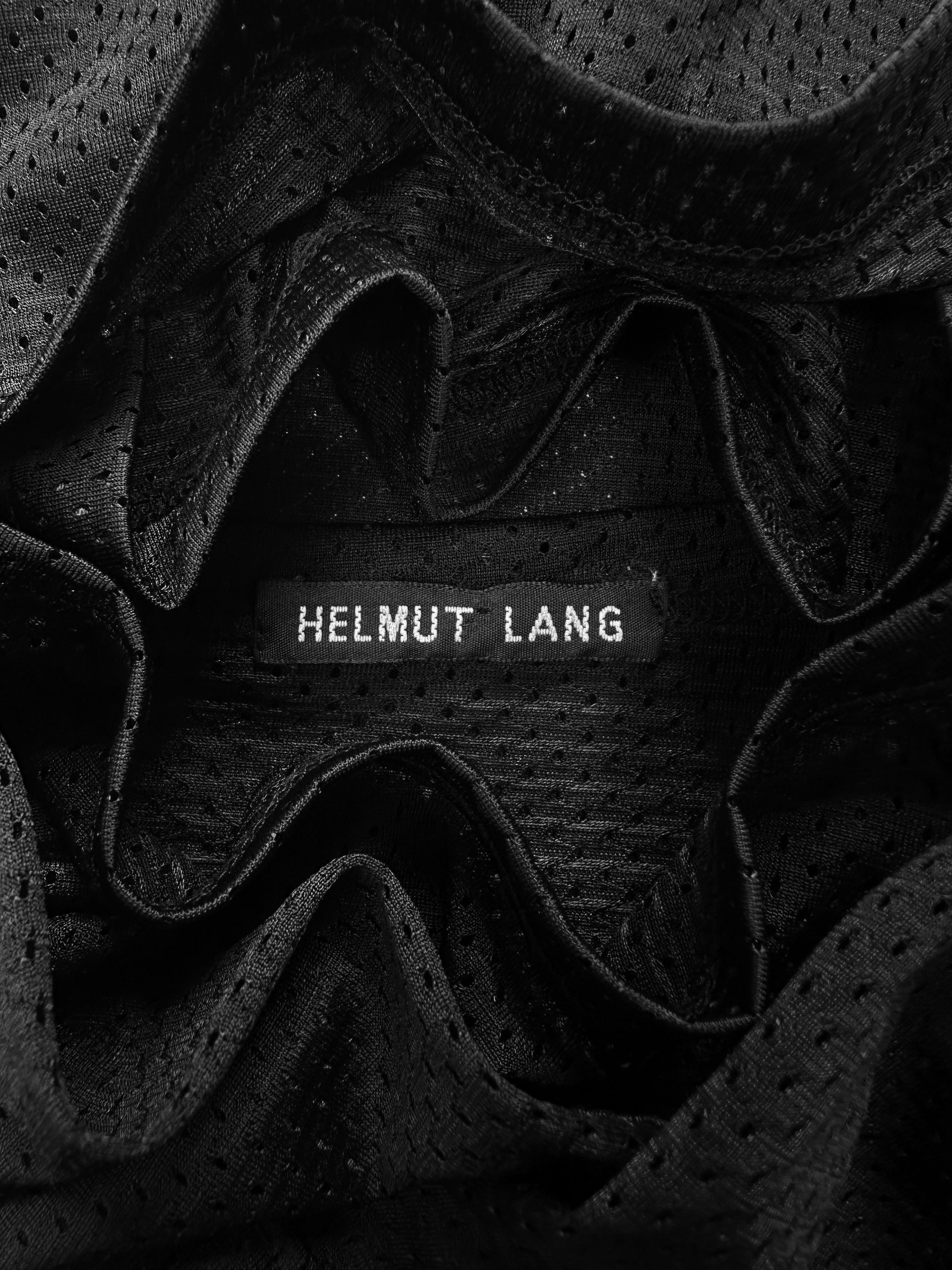 00s Helmut Lang Oversized Black Mesh Perforated T-Shirt