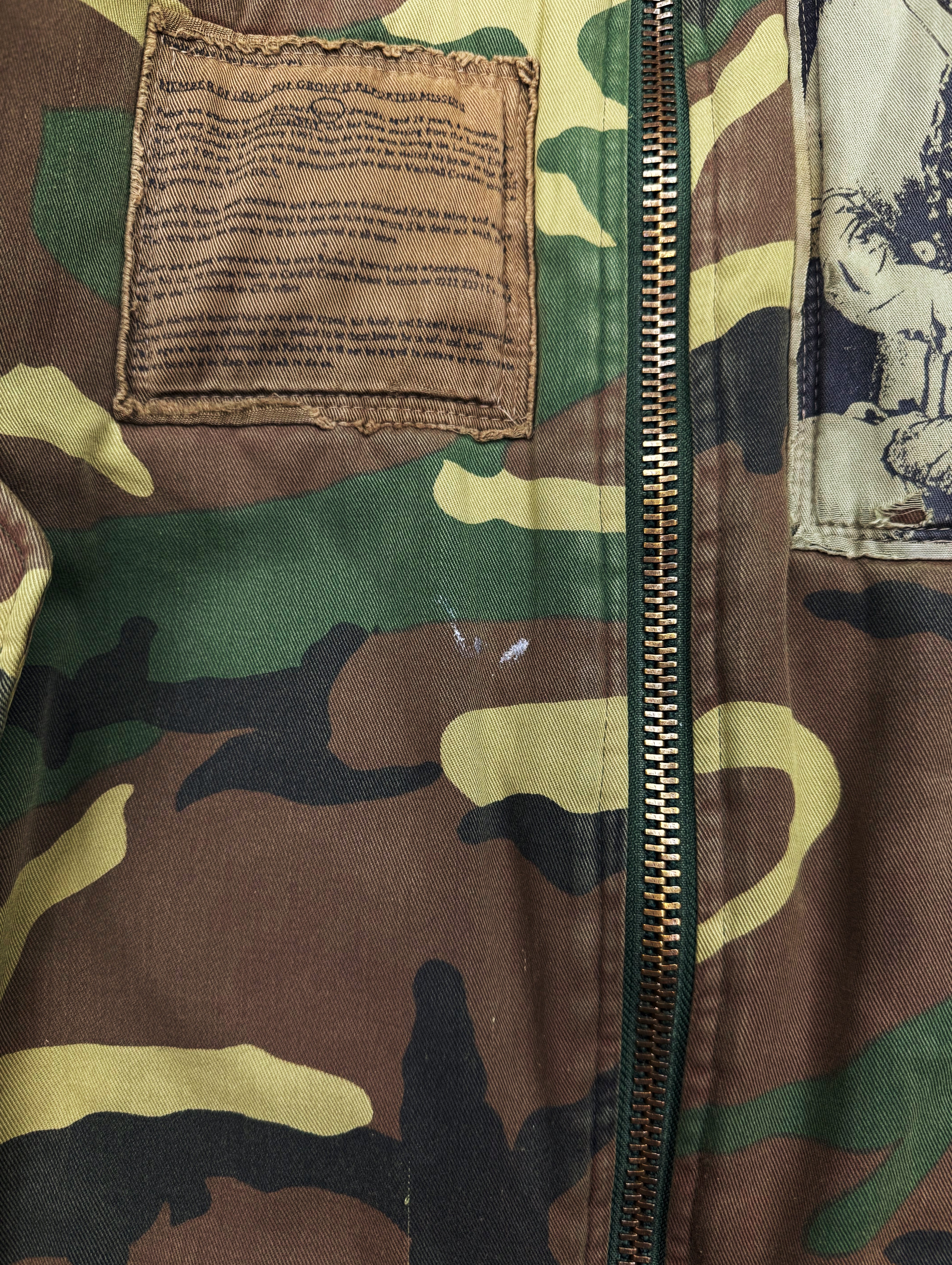 AW01 Raf Simons ‘Riot Riot Riot’ Camouflage Patched Bomber Jacket