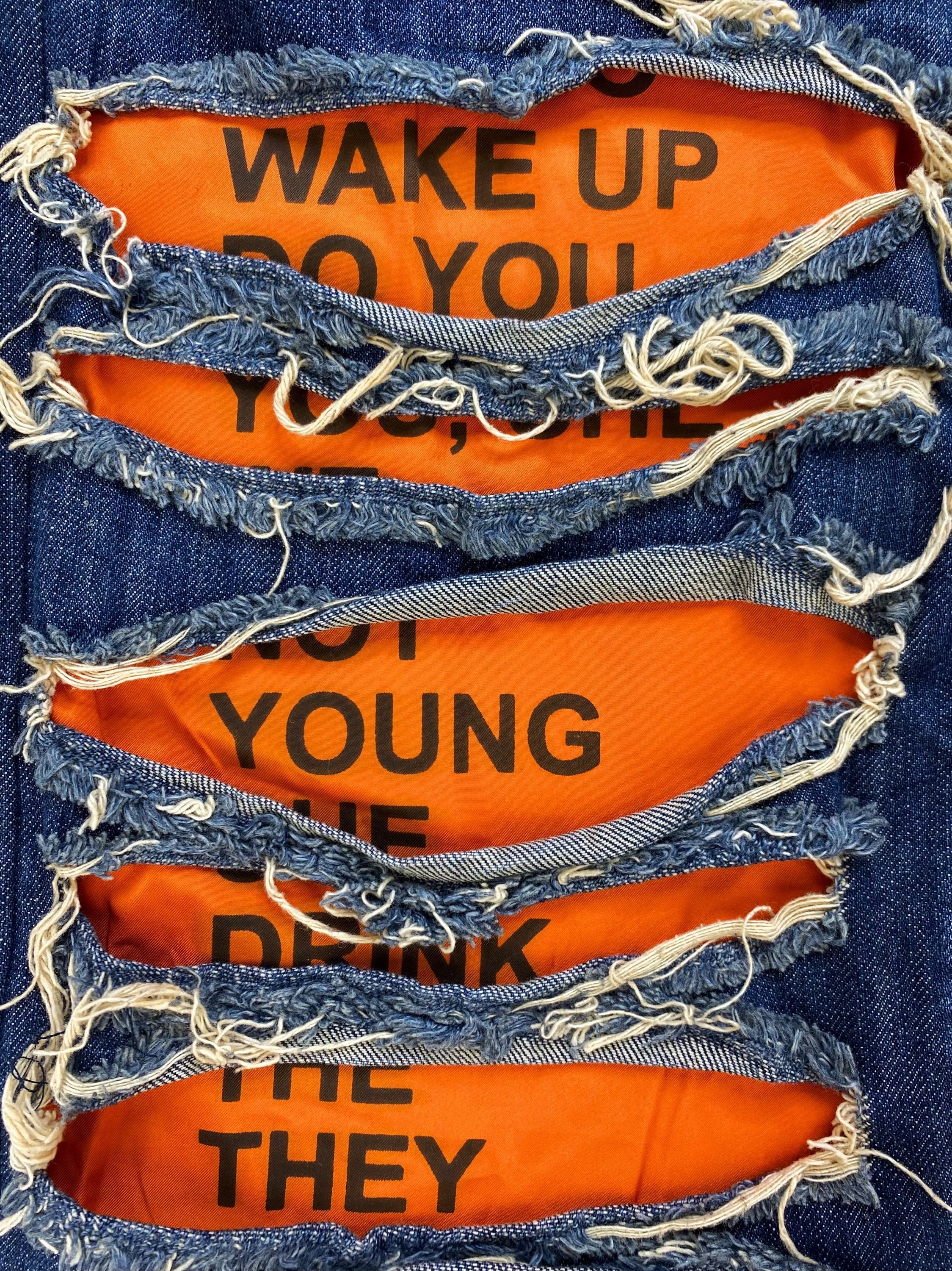 SS06 Dolce & Gabbana “Wake Up” Poem Thrashed Light Wash Denim