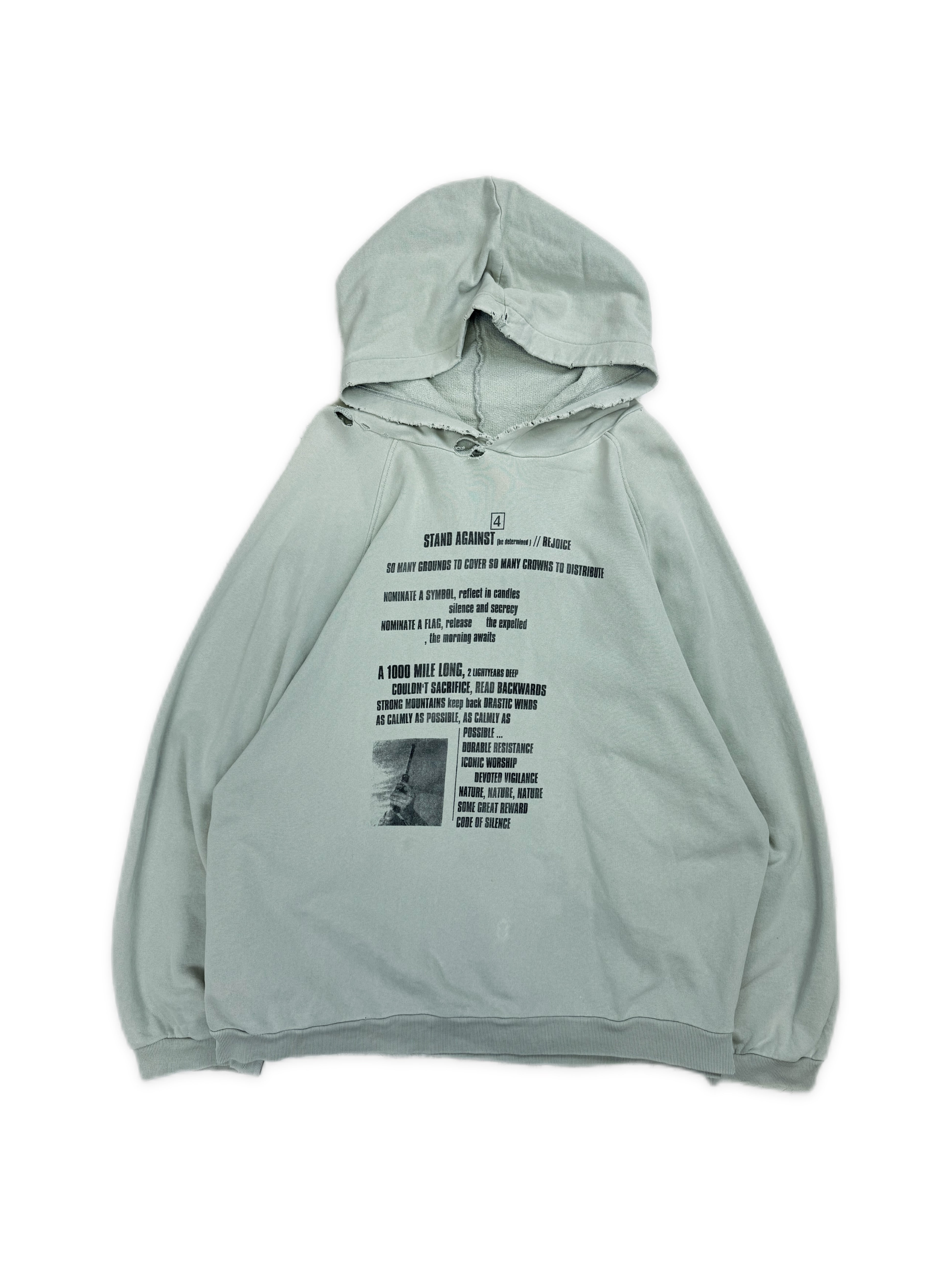 SS02 Raf Simons ‘Terror’ Mint OS Raglan Graphic Oversized Hoodie