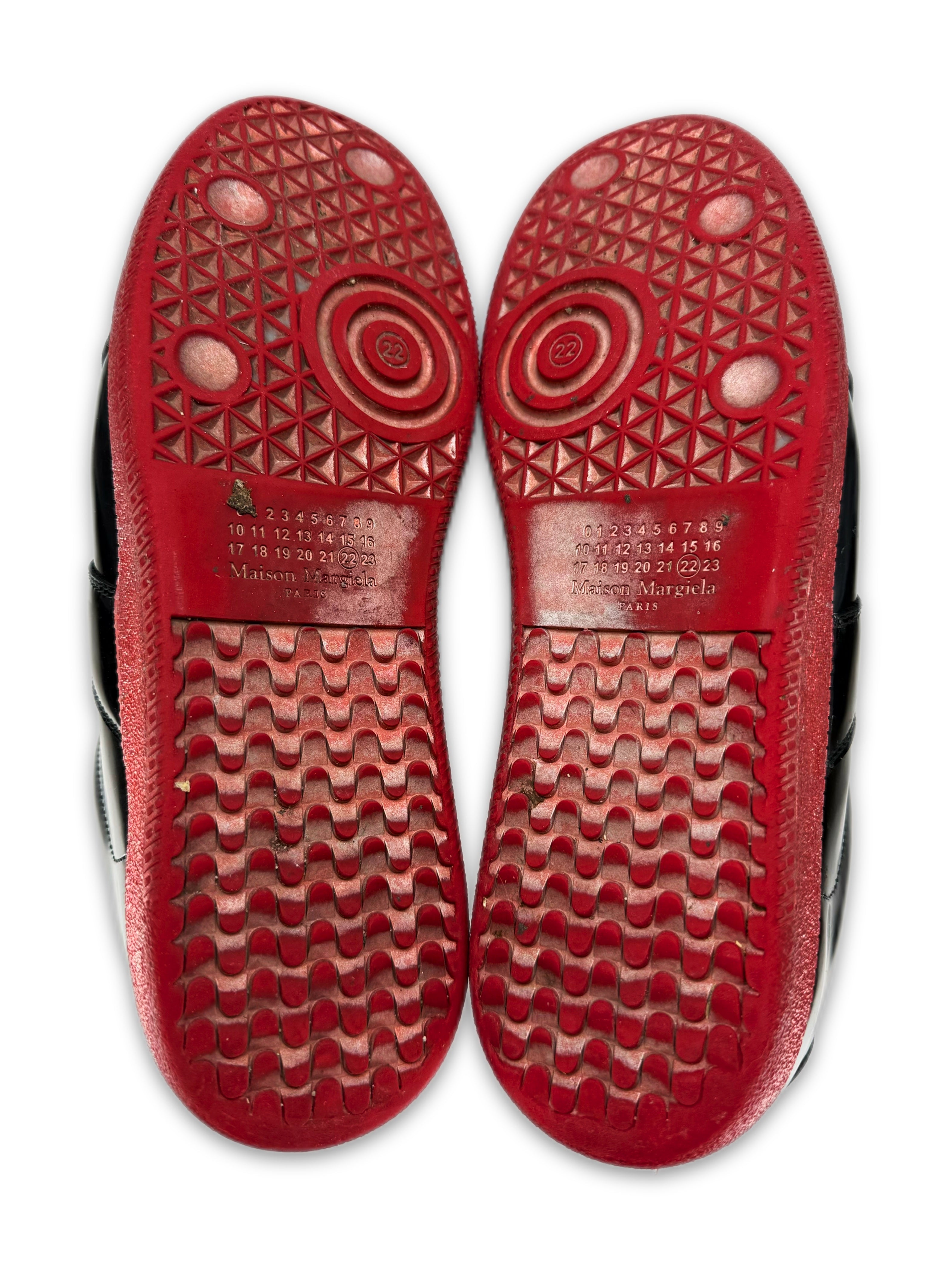 Maison Margiela ‘GAT’ Red Paint Sole Patent Leather Sneakers
