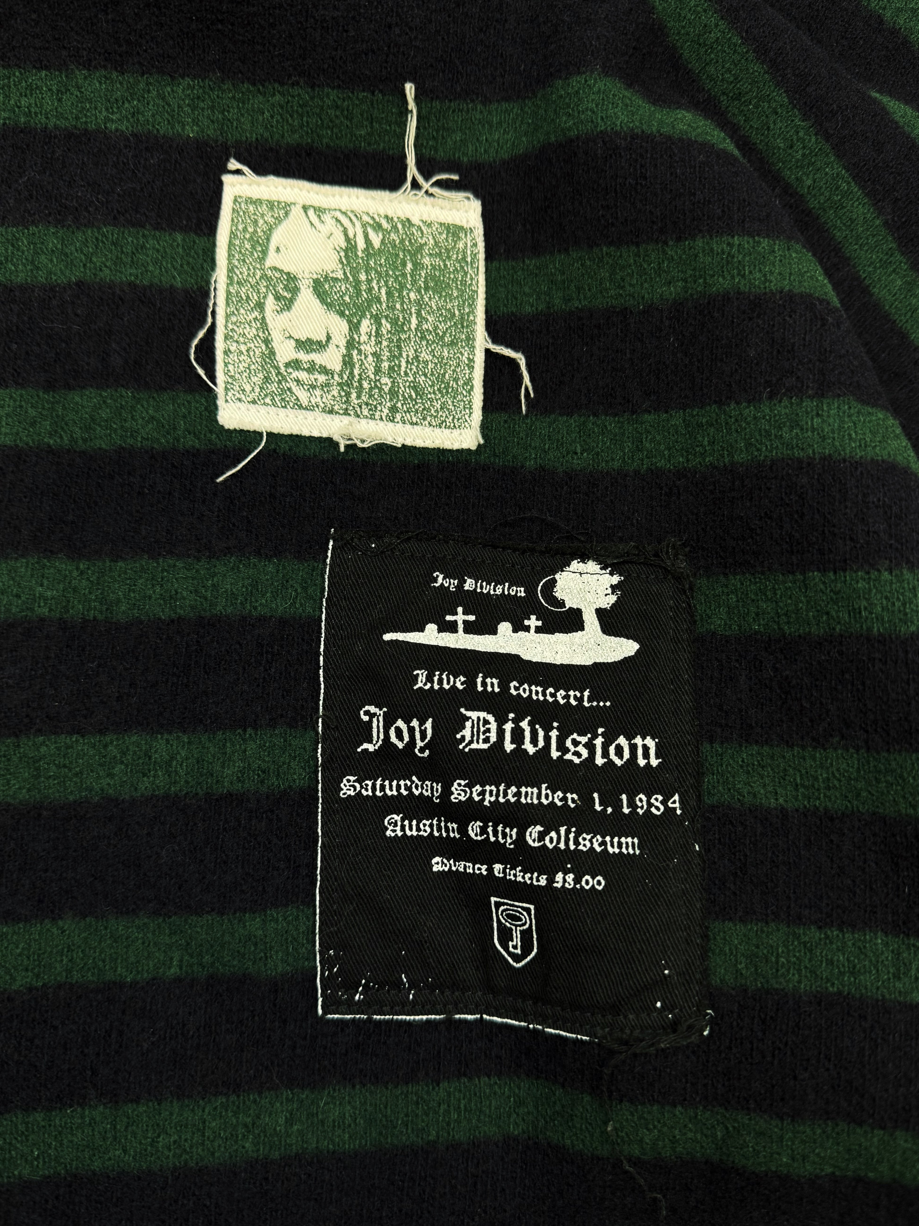 AW01 Raf Simons ‘Riot, Riot, Riot’ Patch Striped Turtleneck Sweater