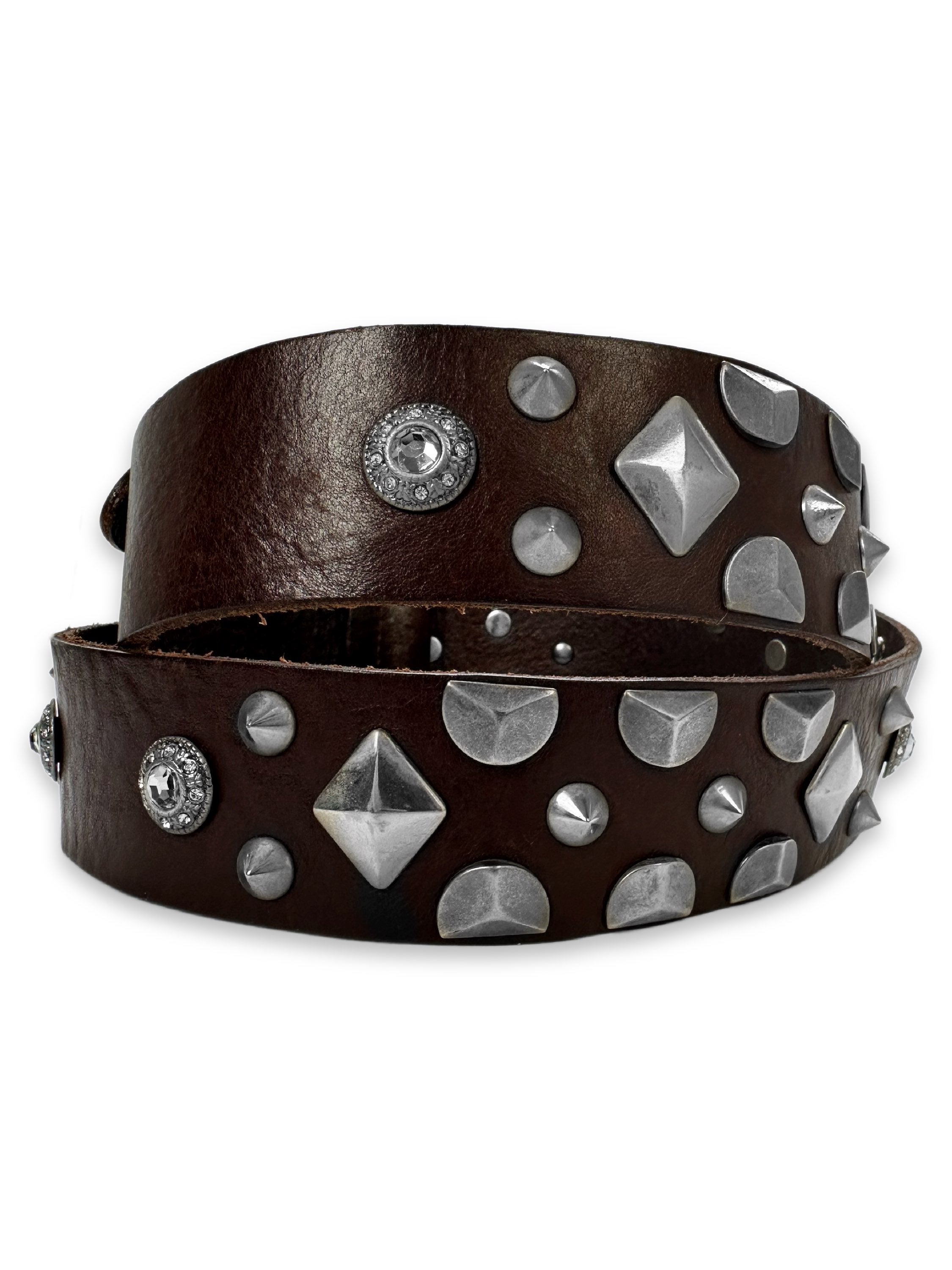 Dolce &amp; Gabbana ‘DG’ Silver Buckle Studded Leather Belt