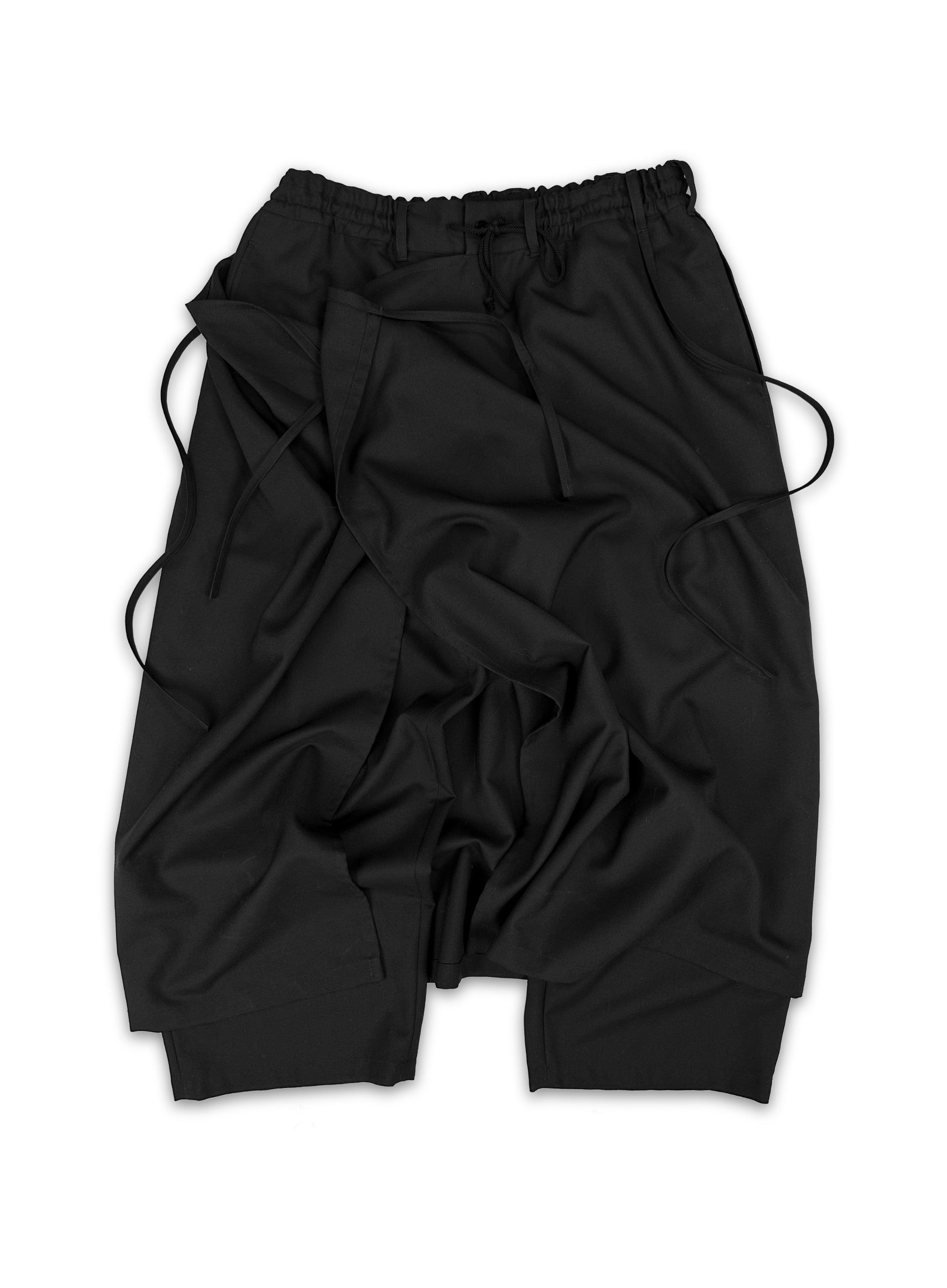 Yohji Yamamoto Ground Y Black Drop Crotch Skirt Shorts