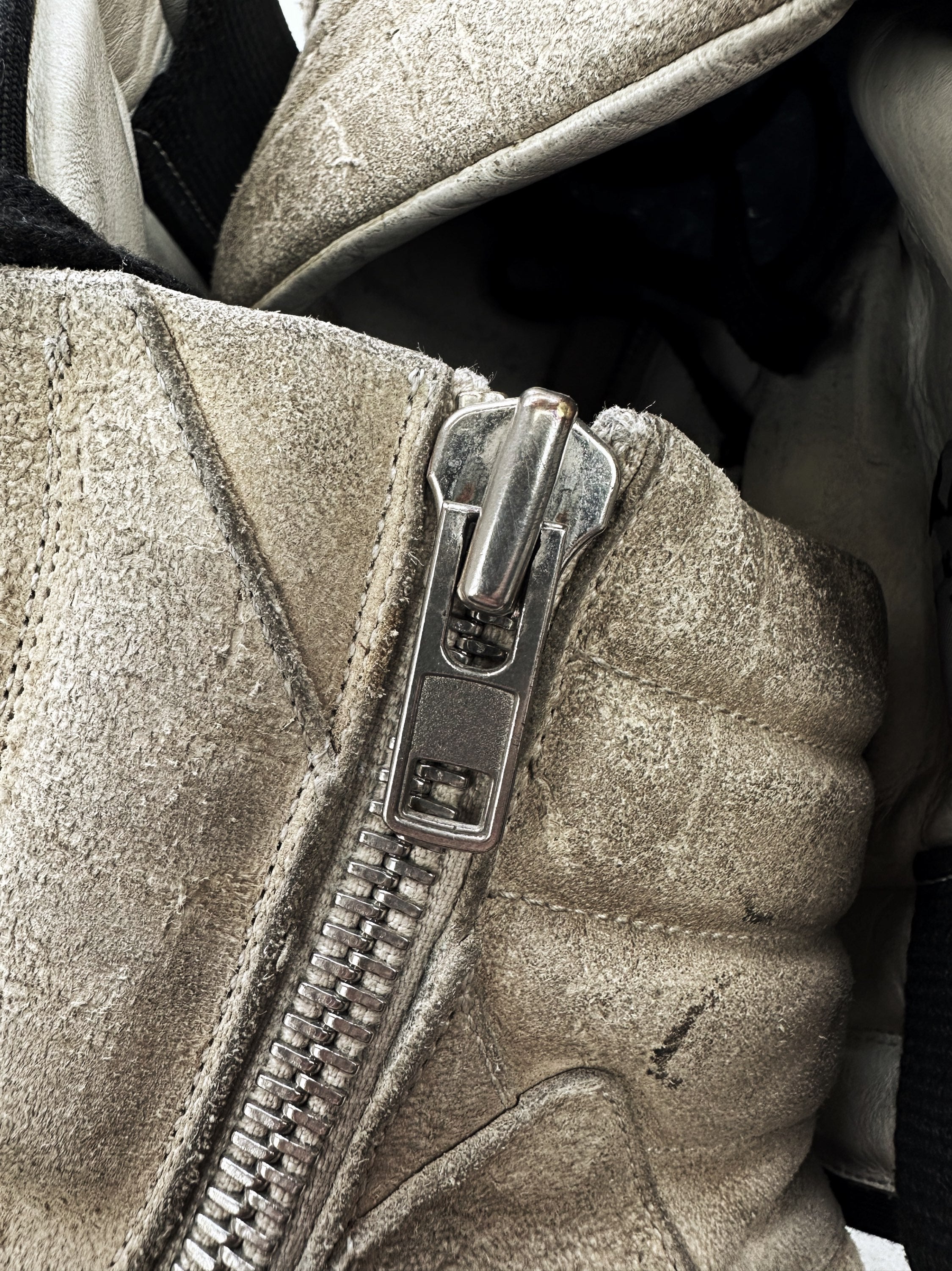 Rick Owens Beige High Tongue Suede Geobasket Sneakers