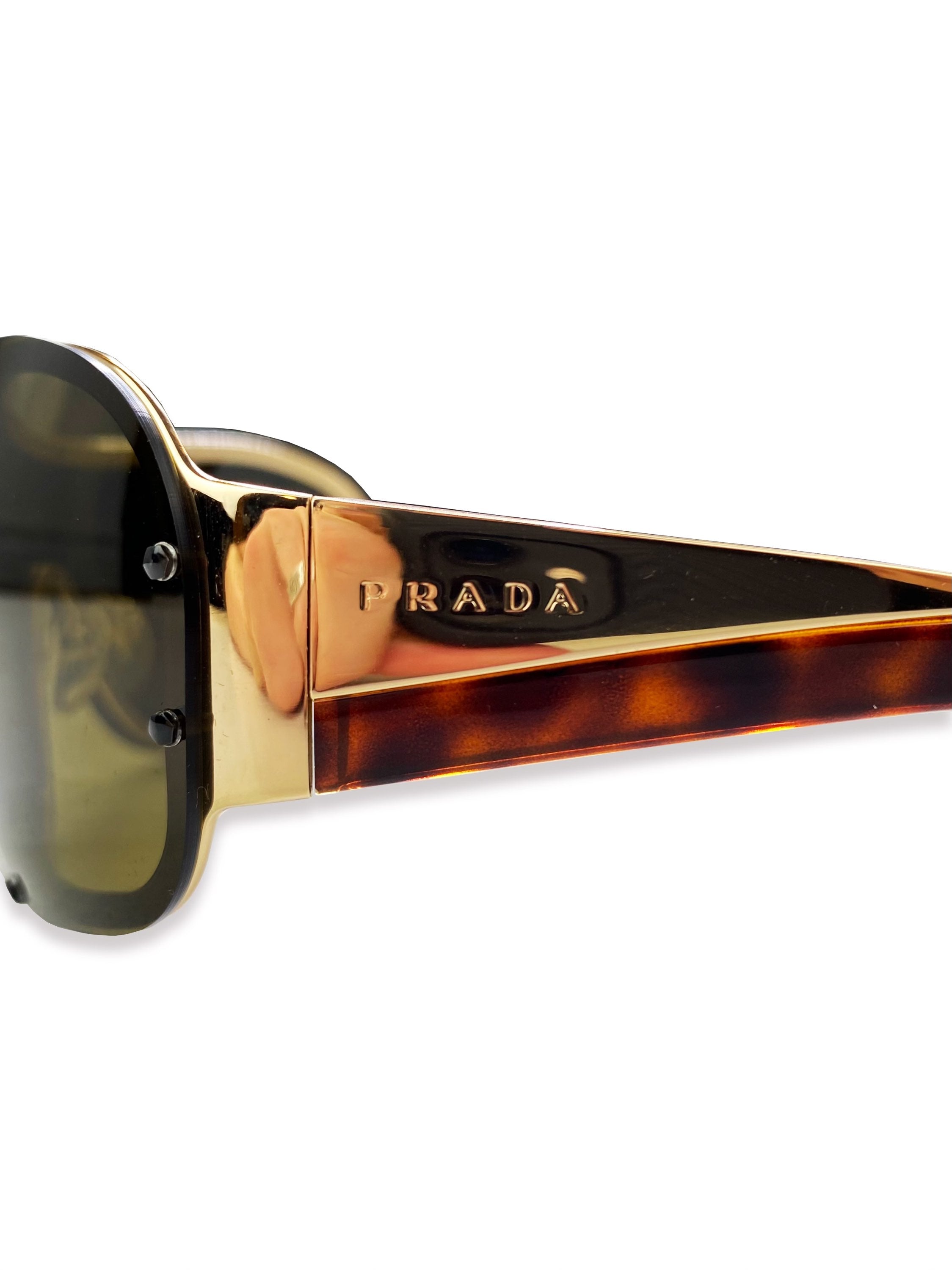 Prada Rimless Visor Metallic Warm Tint Sunglasses