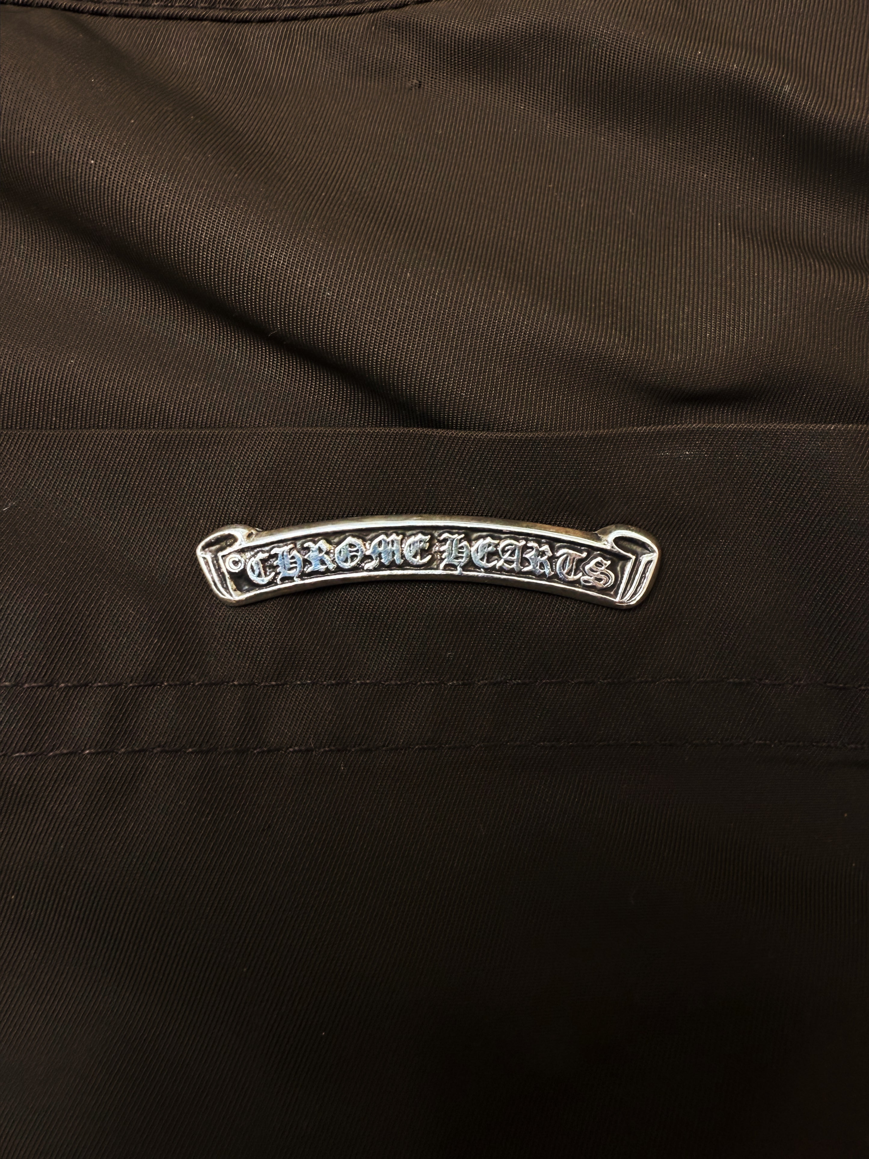 Chrome Hearts Pink Patch Leather Double Knee Brown Carpenter Pants