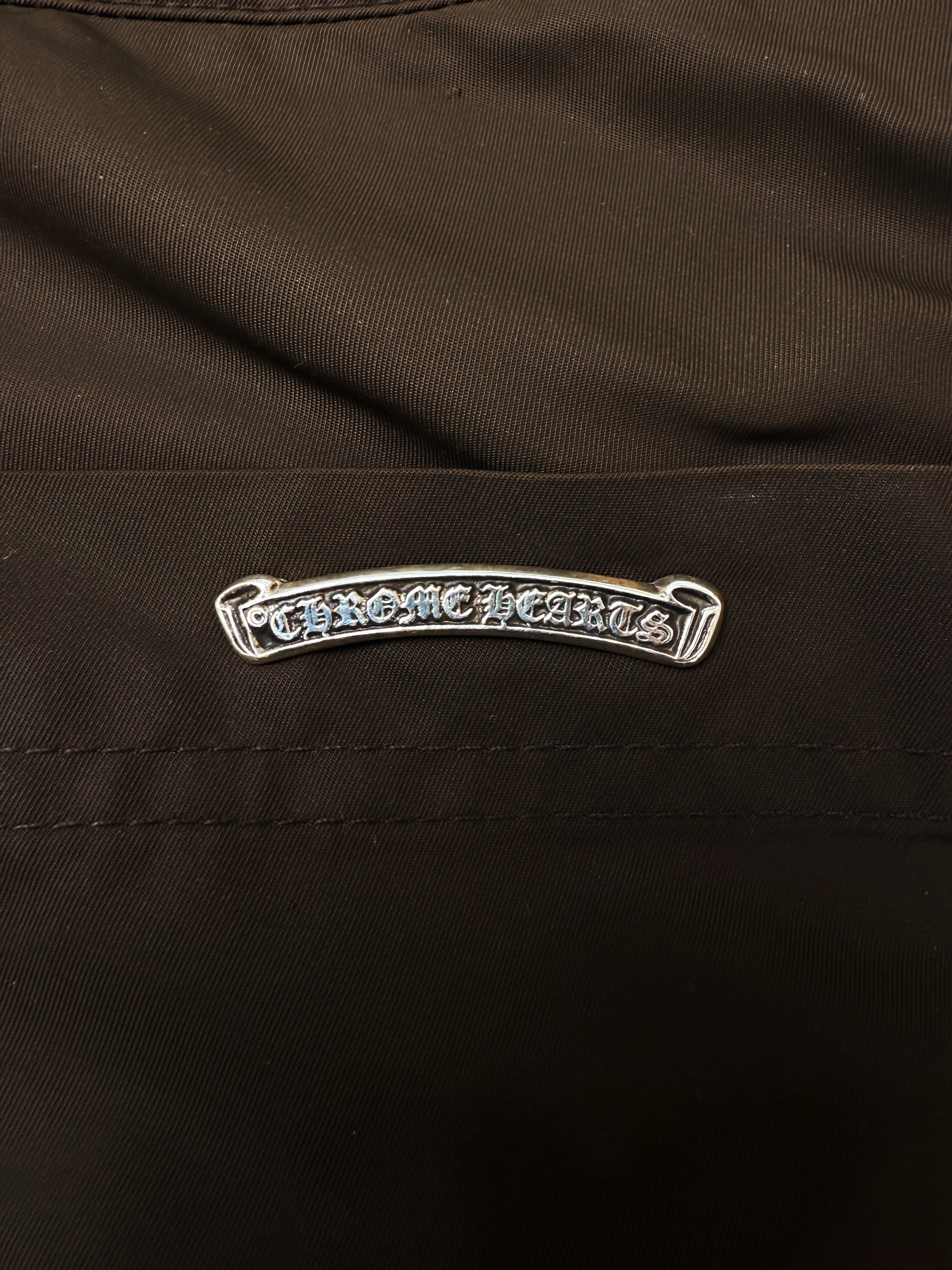 Chrome Hearts Pink Patch Leather Double Knee Brown Carpenter Pants