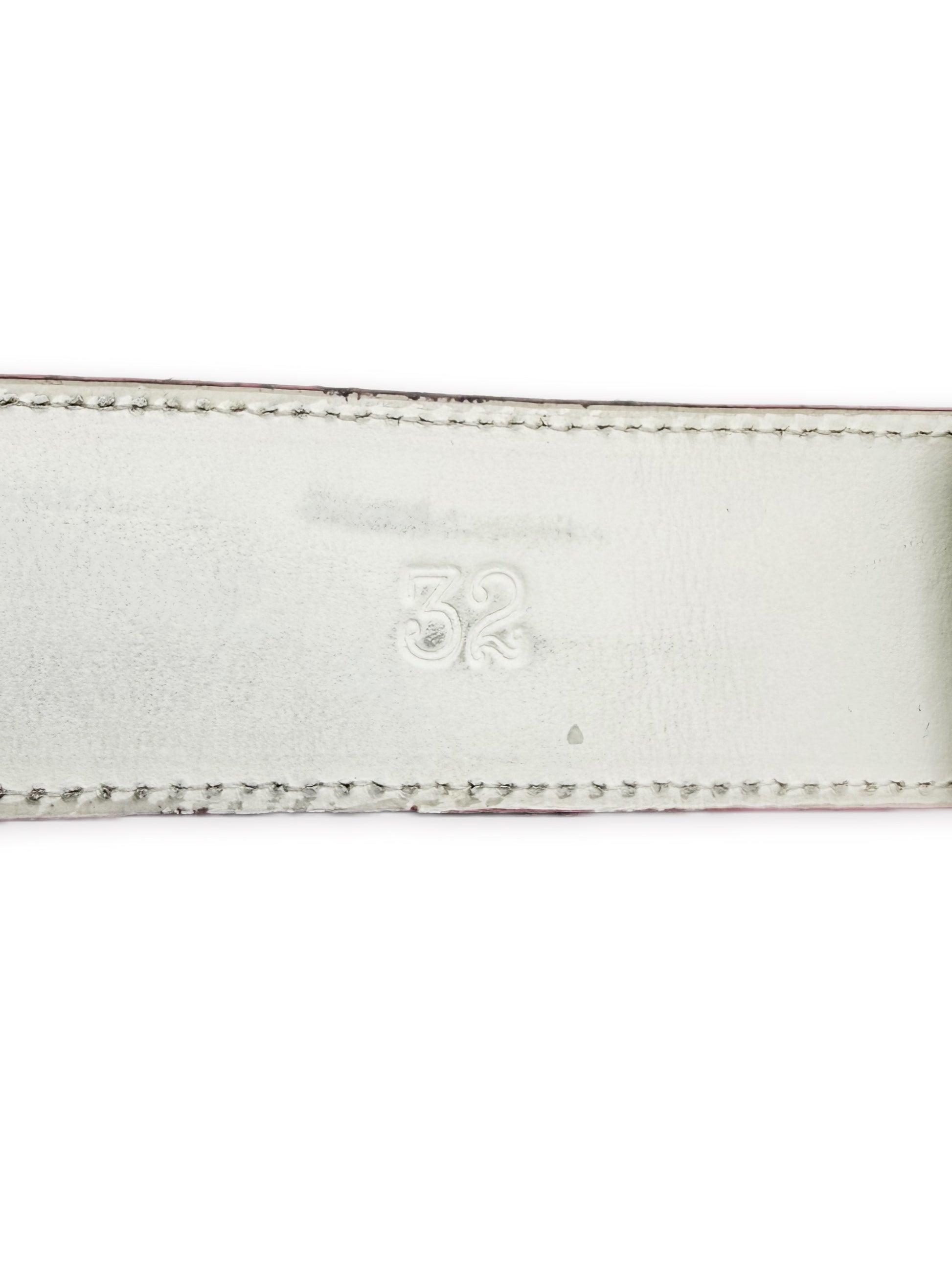 Chrome Hearts Patent Baby Pink / White Leather Rhodium Belt Strap