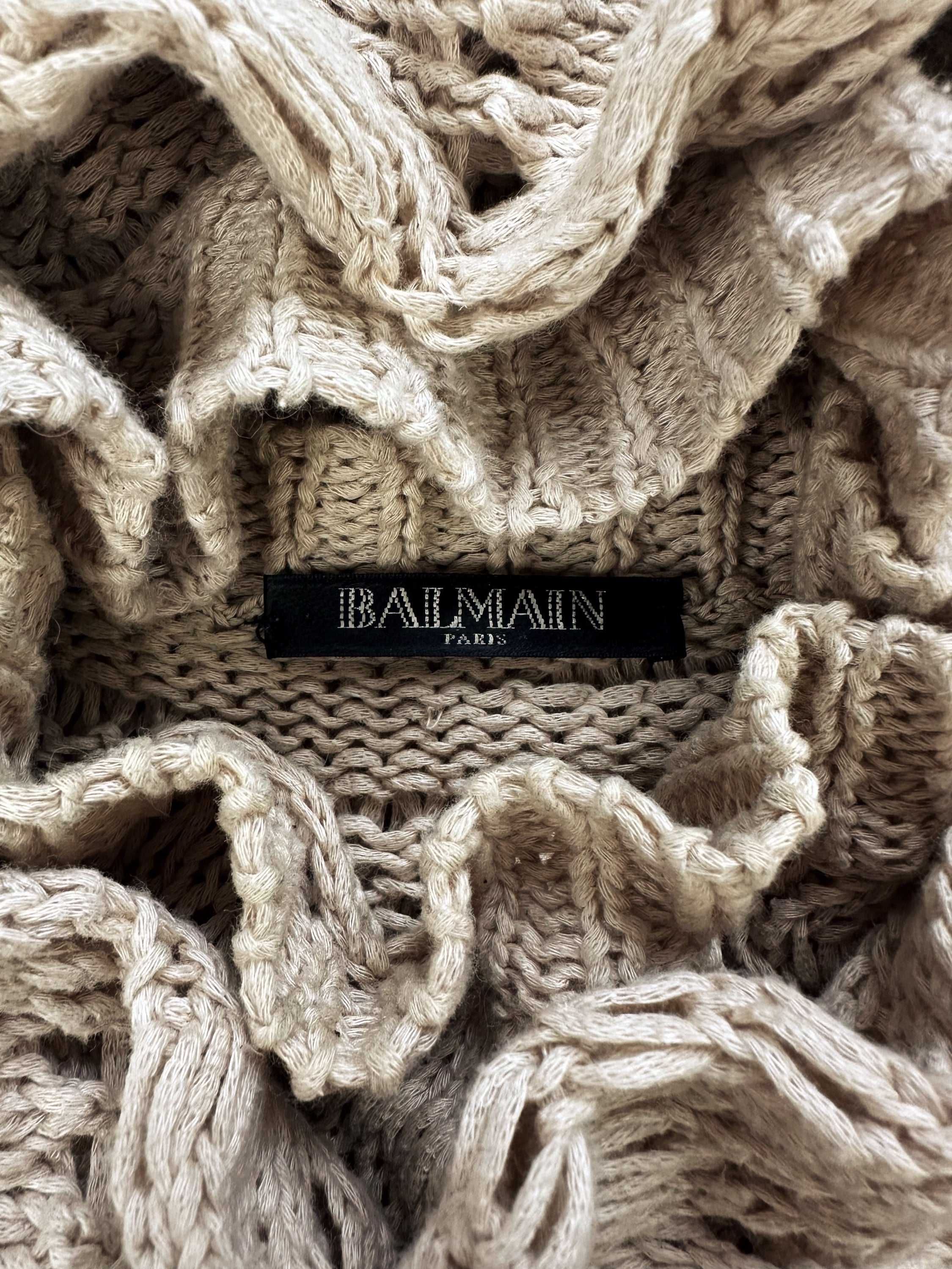 SS16 Balmain ‘Loose Gauge’ Tan Oversized Knitted Sweater