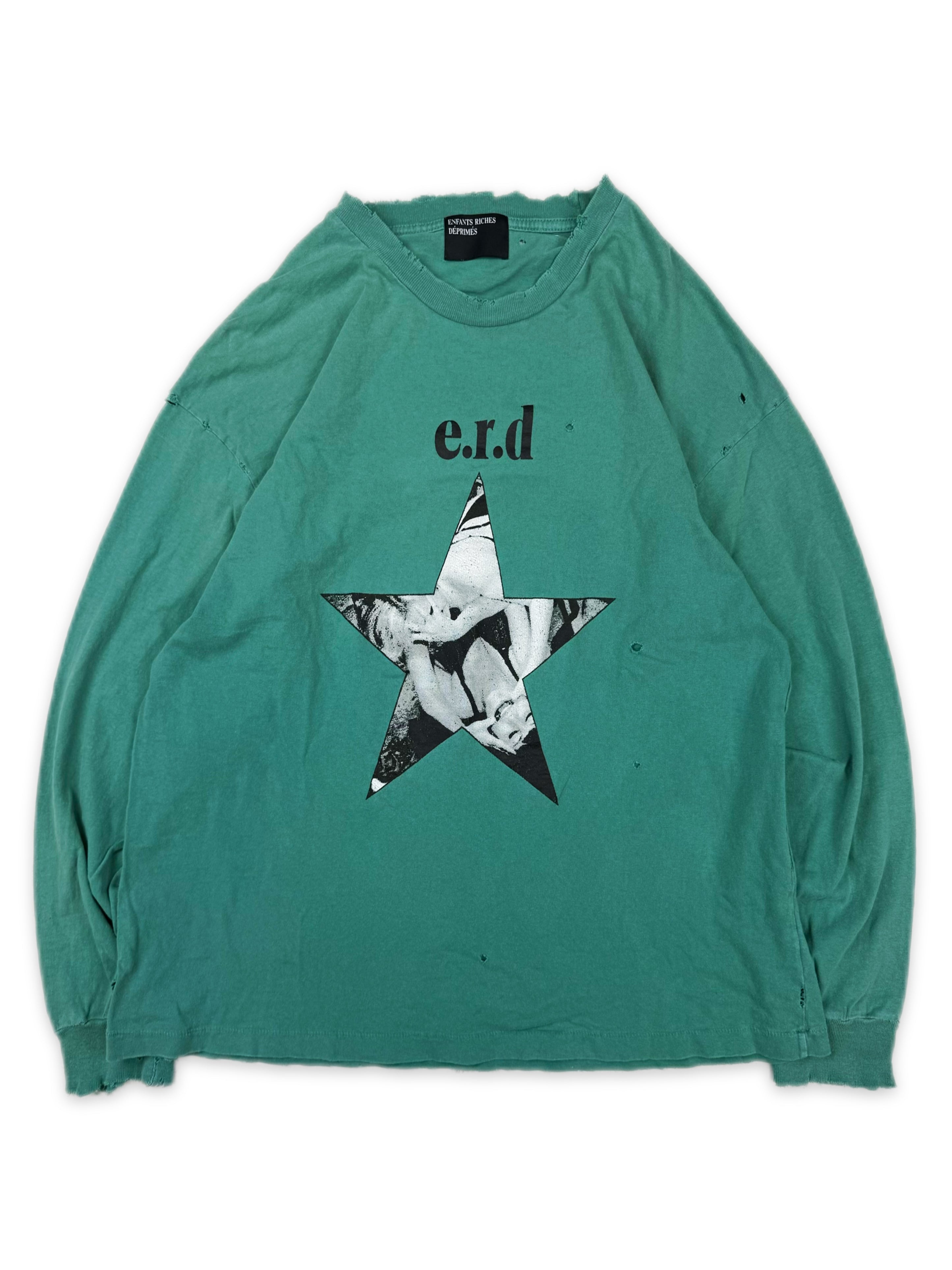 Enfants Riches Deprimes ‘Pleasures Denied’ Teal Distressed Long Sleeve