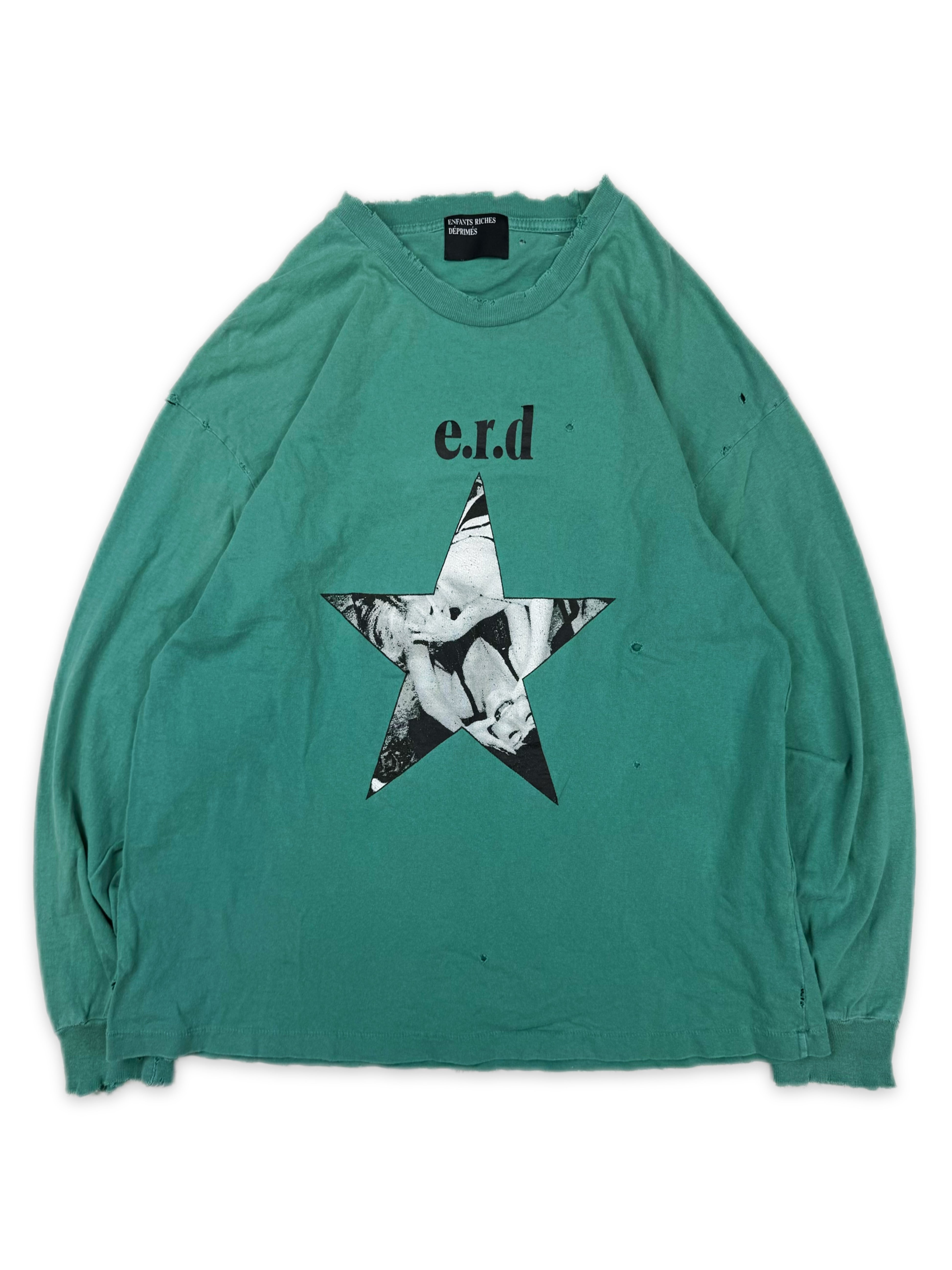 Enfants Riches Deprimes ‘Pleasures Denied’ Teal Distressed Long Sleeve
