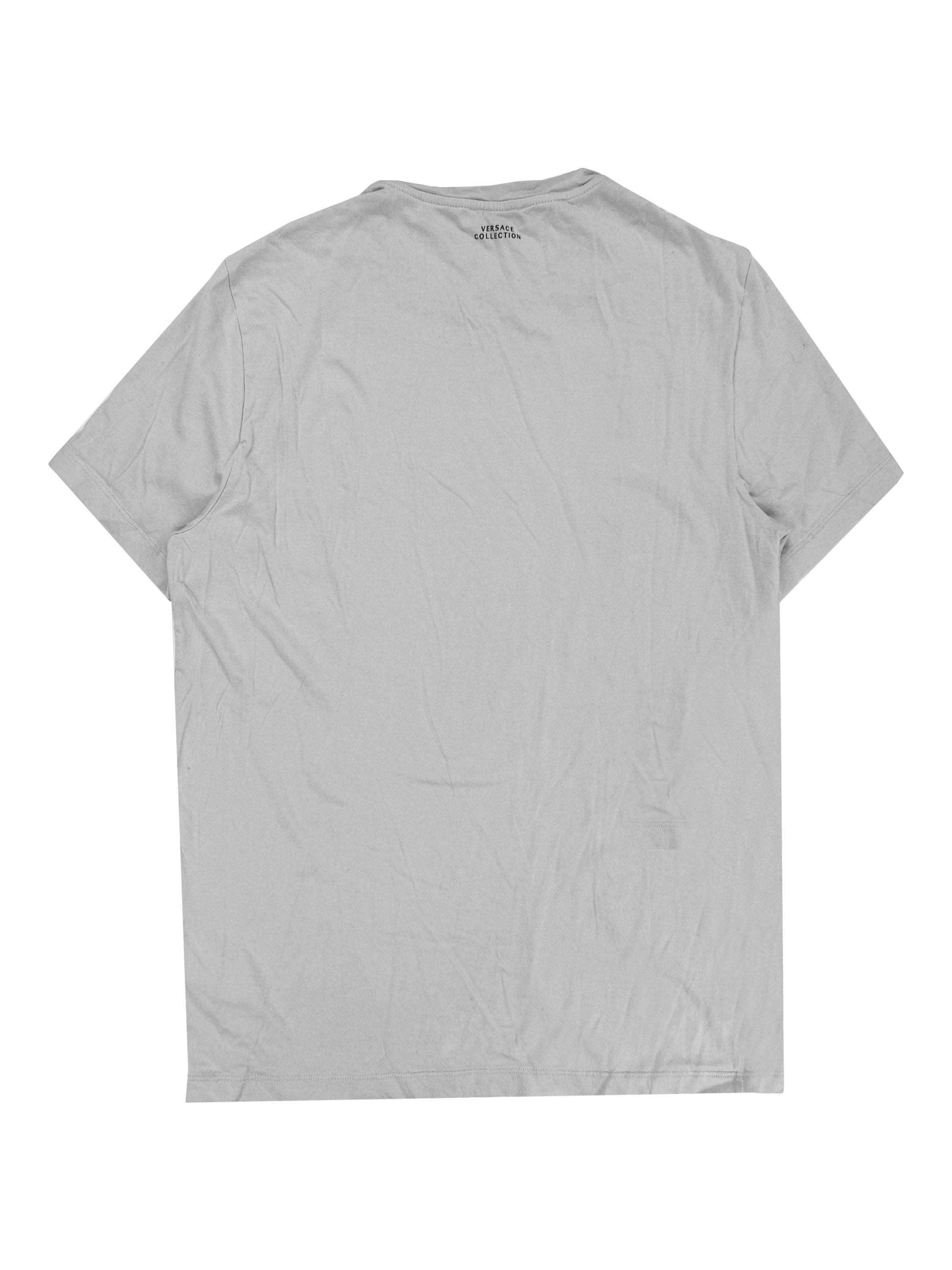 Versace Medusa Head Logo Striped Graphic Grey T-Shirt